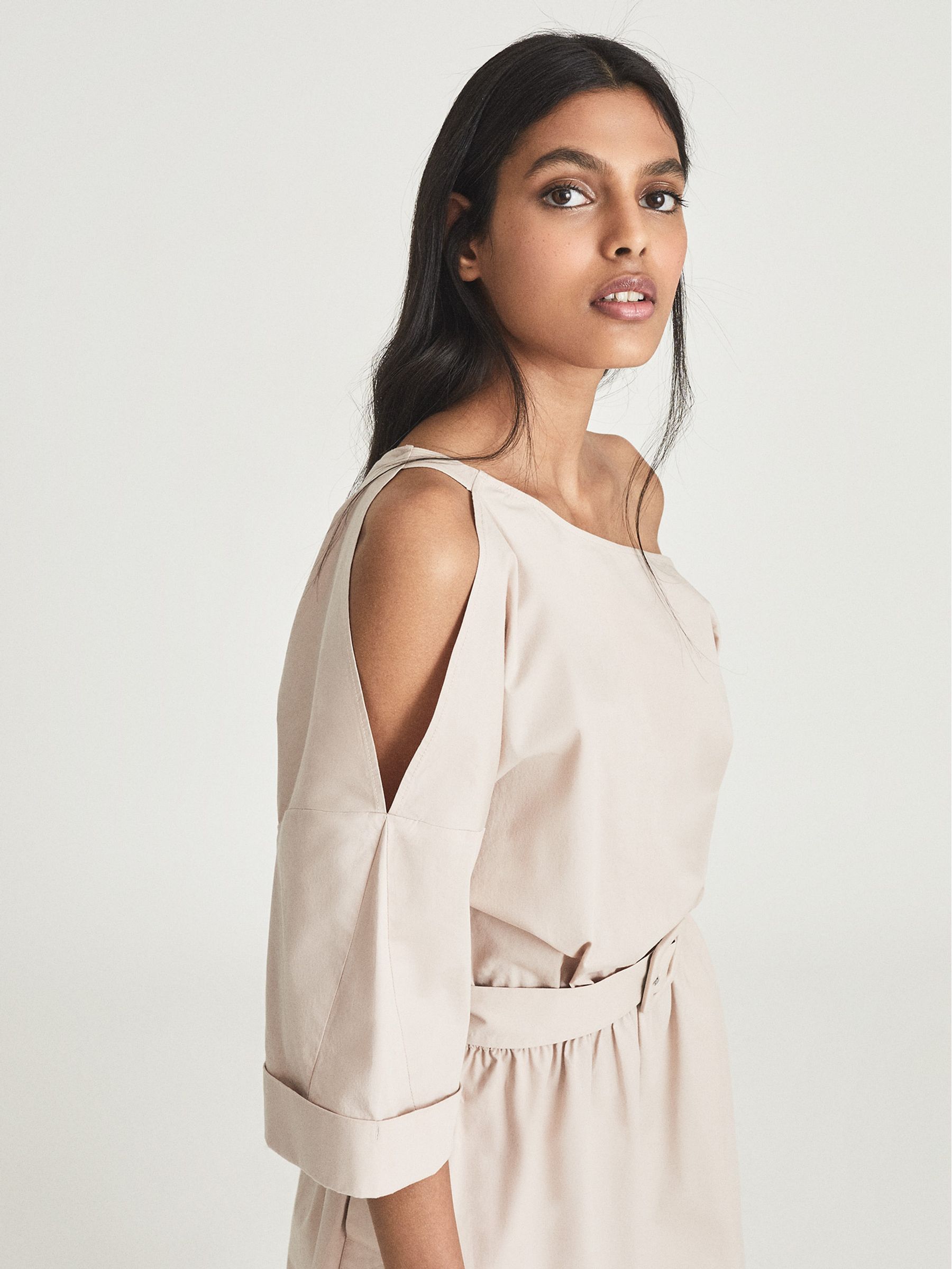 One Shoulder Mini Dress in Nude - Image 6 of 6
