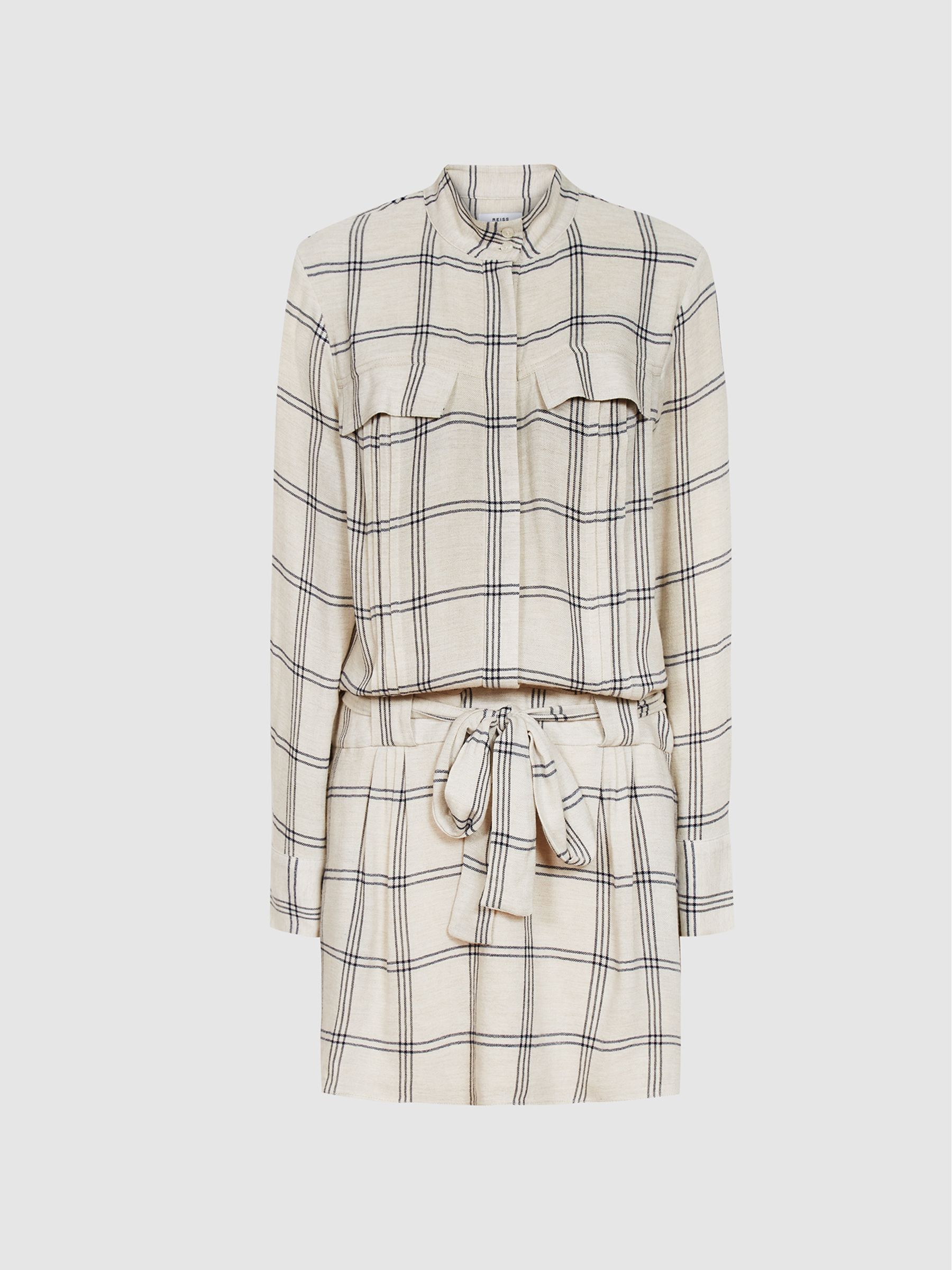 Checked Shirt Dress in Grey/White - Image 2 of 6