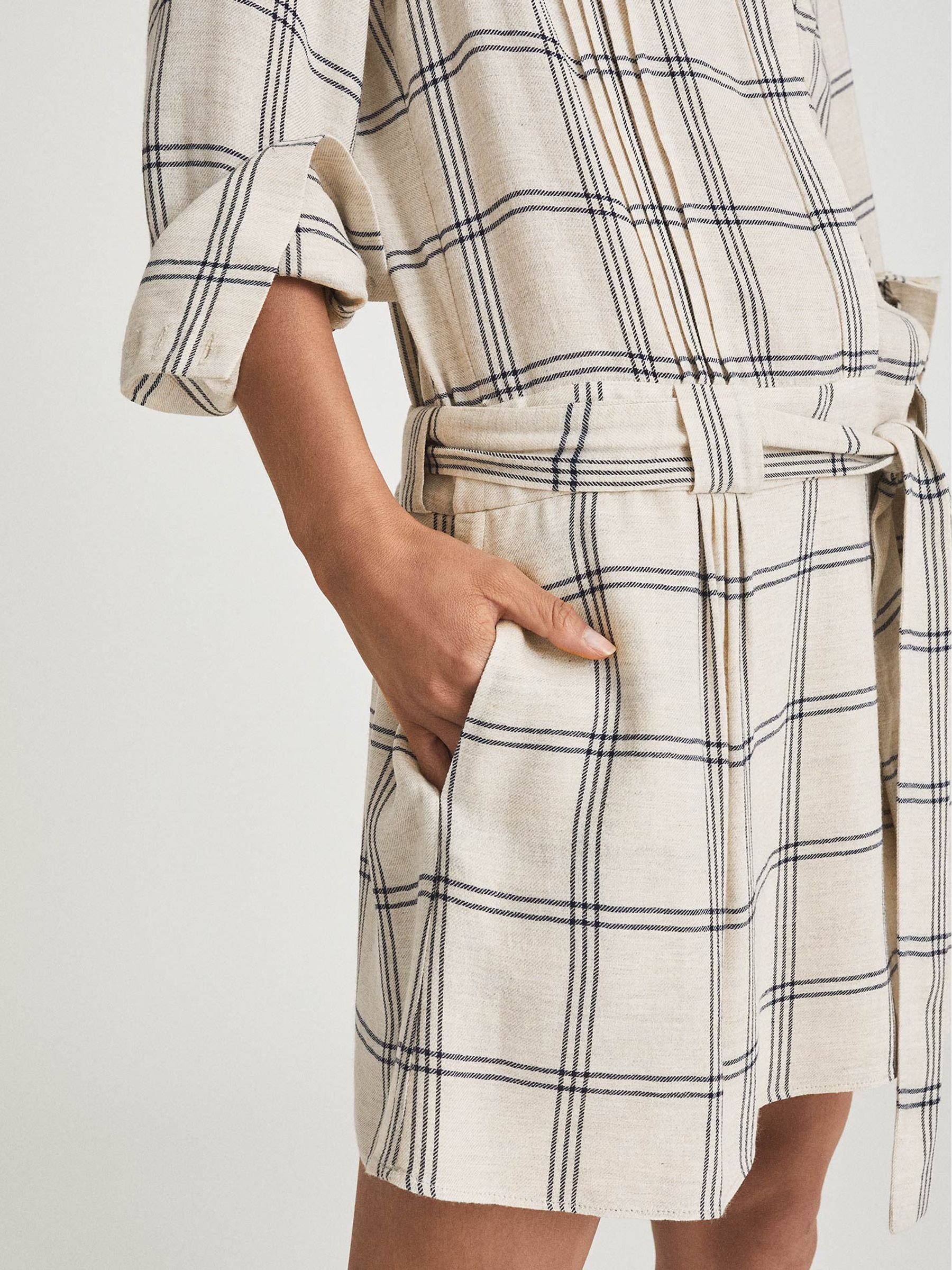 Checked Shirt Dress in Grey/White - Image 3 of 6