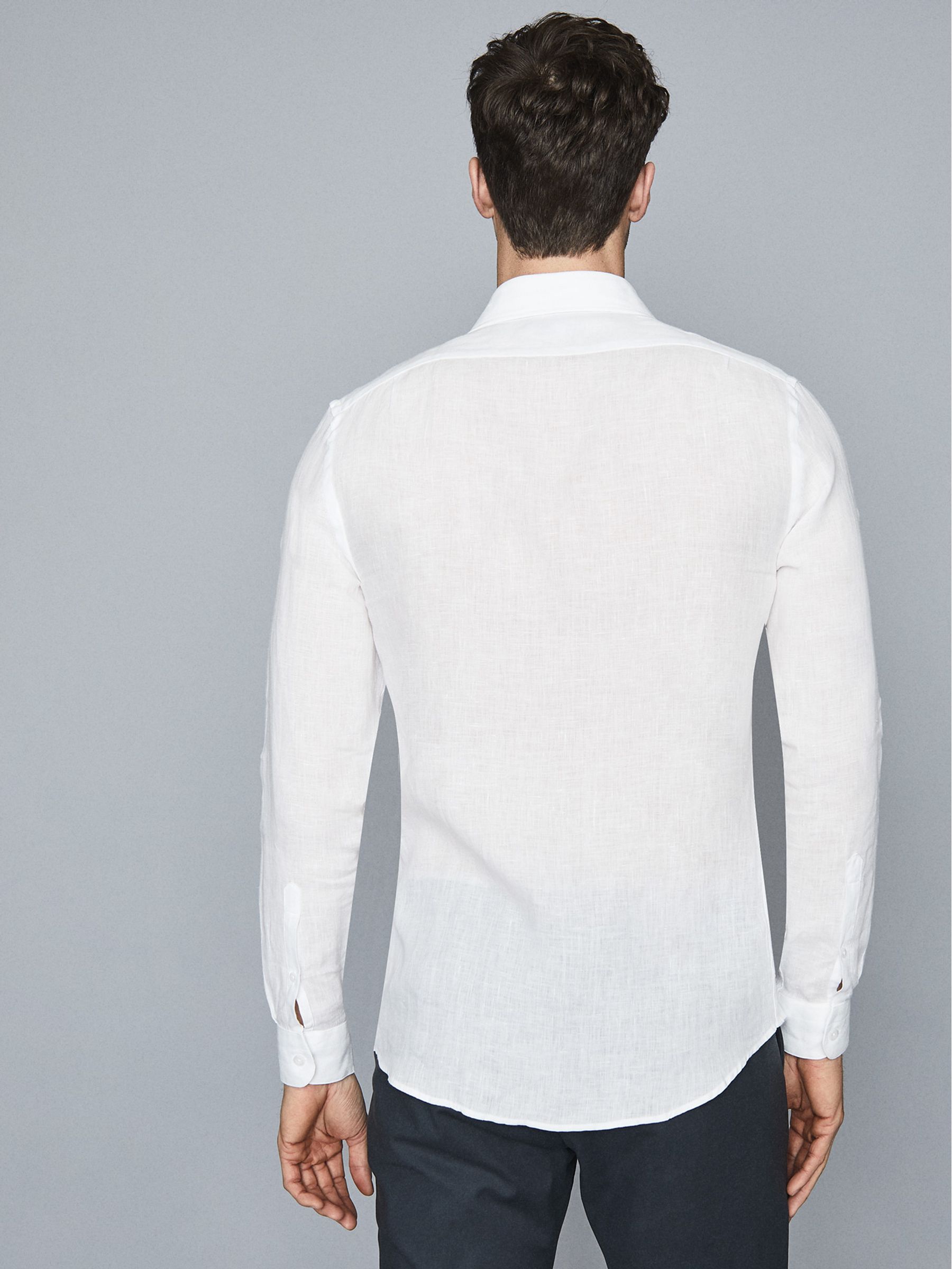 Linen Regular Fit Shirt in White - Image 4 of 5