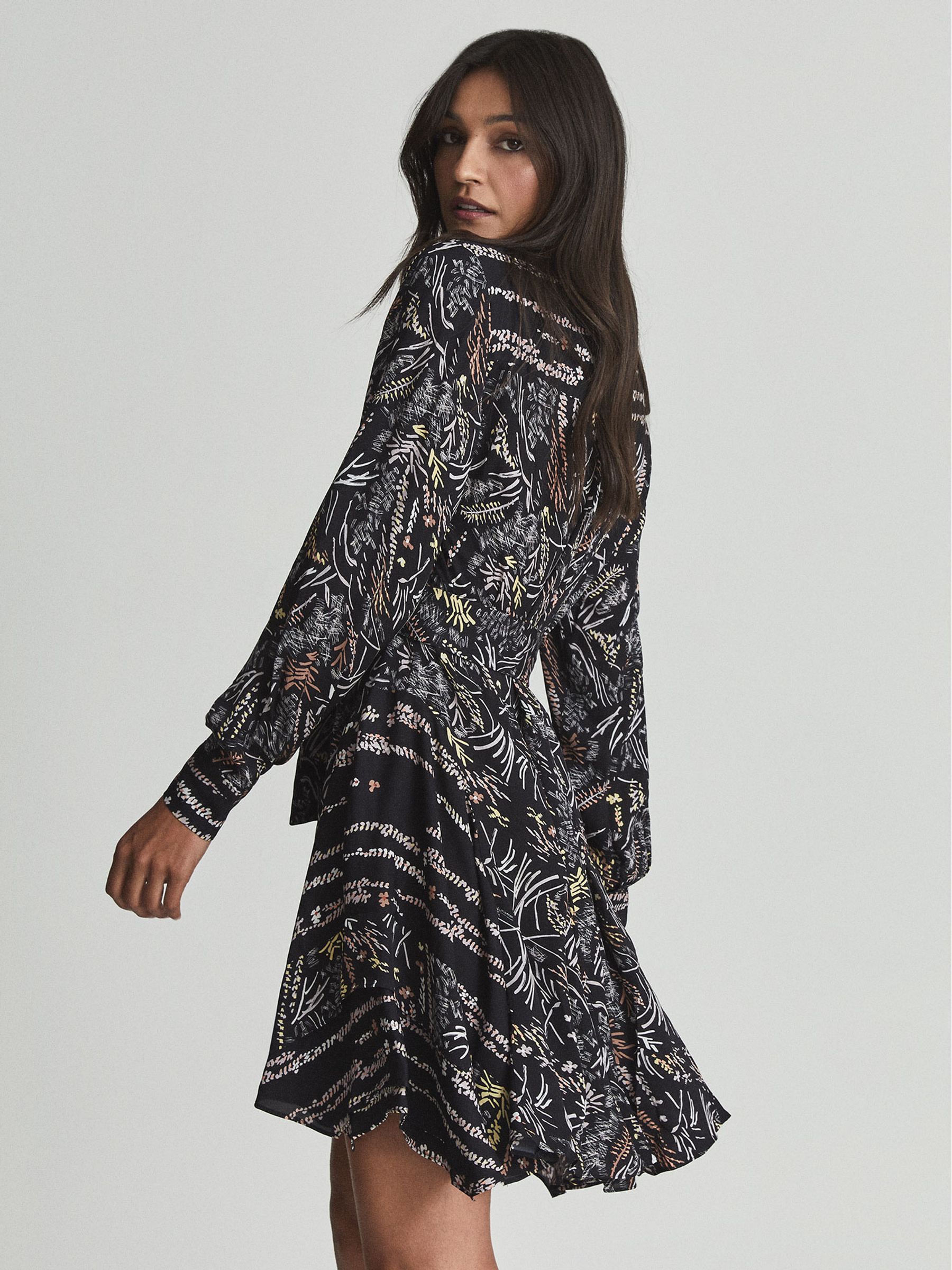 Printed Flippy Dress in Black - Image 3 of 5