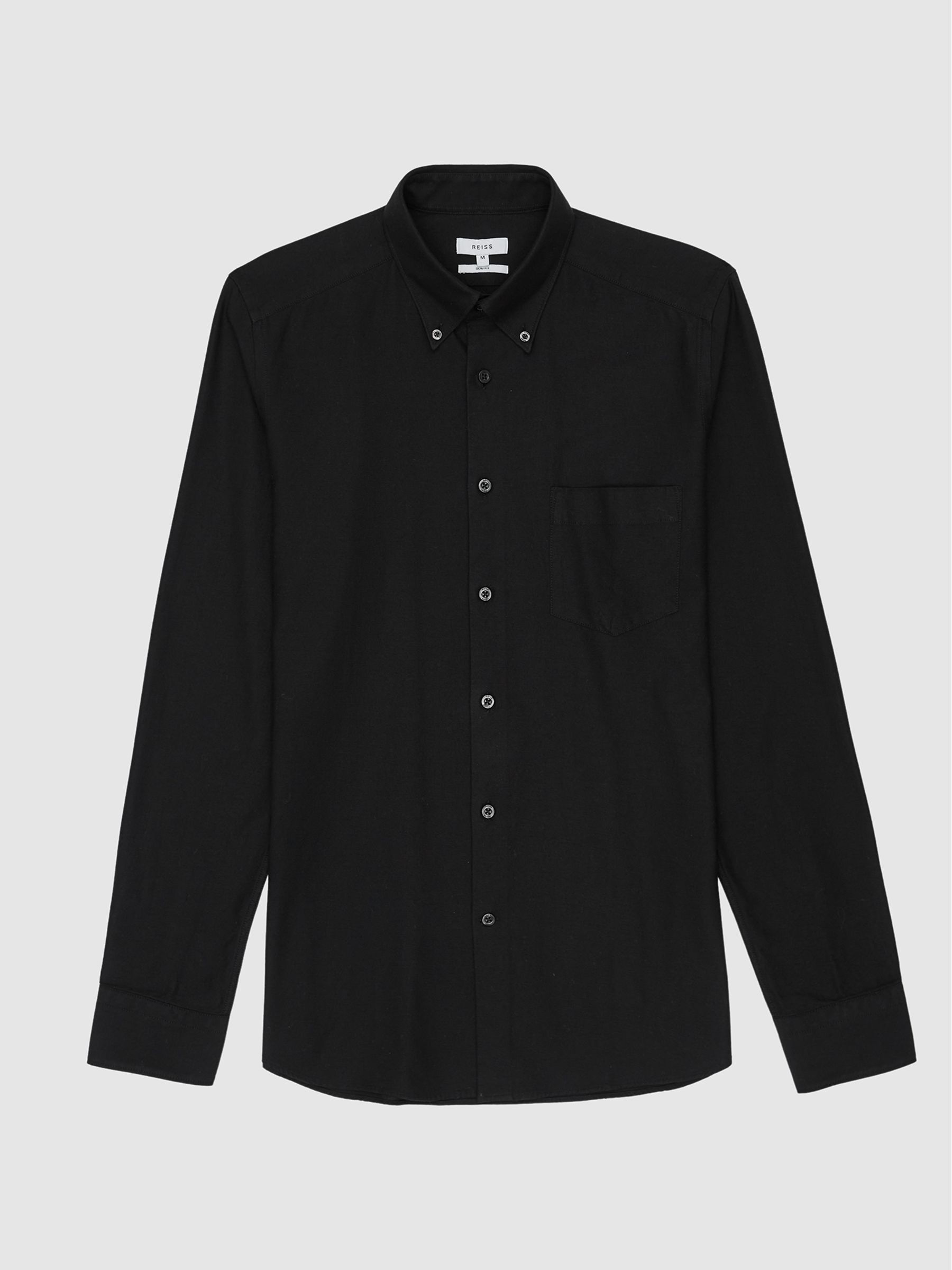 Soft Wash Button Down Oxford Shirt in Black - Image 2 of 5