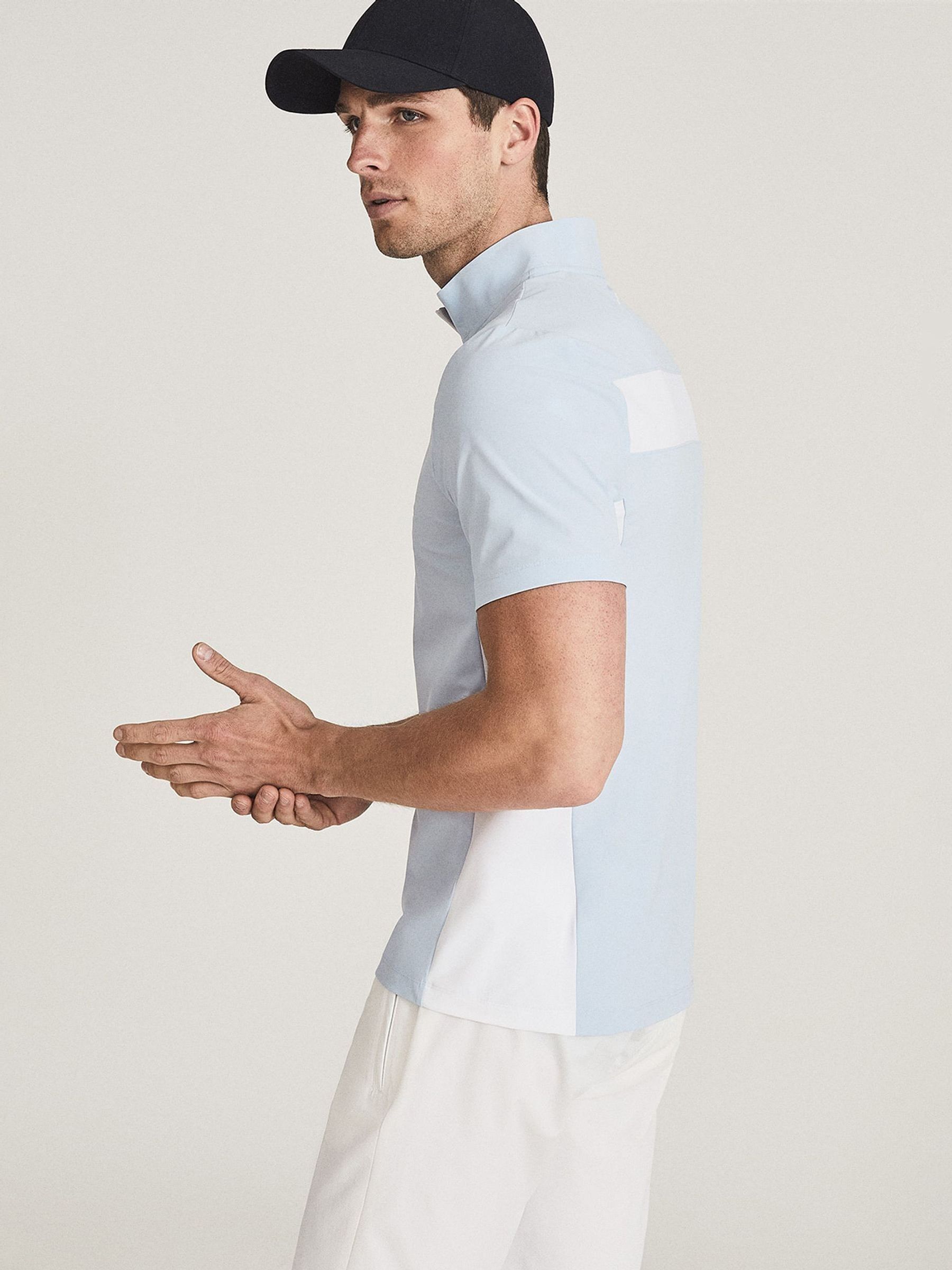 Golf Funnel Zip Neck Top in Soft Blue - Image 3 of 4