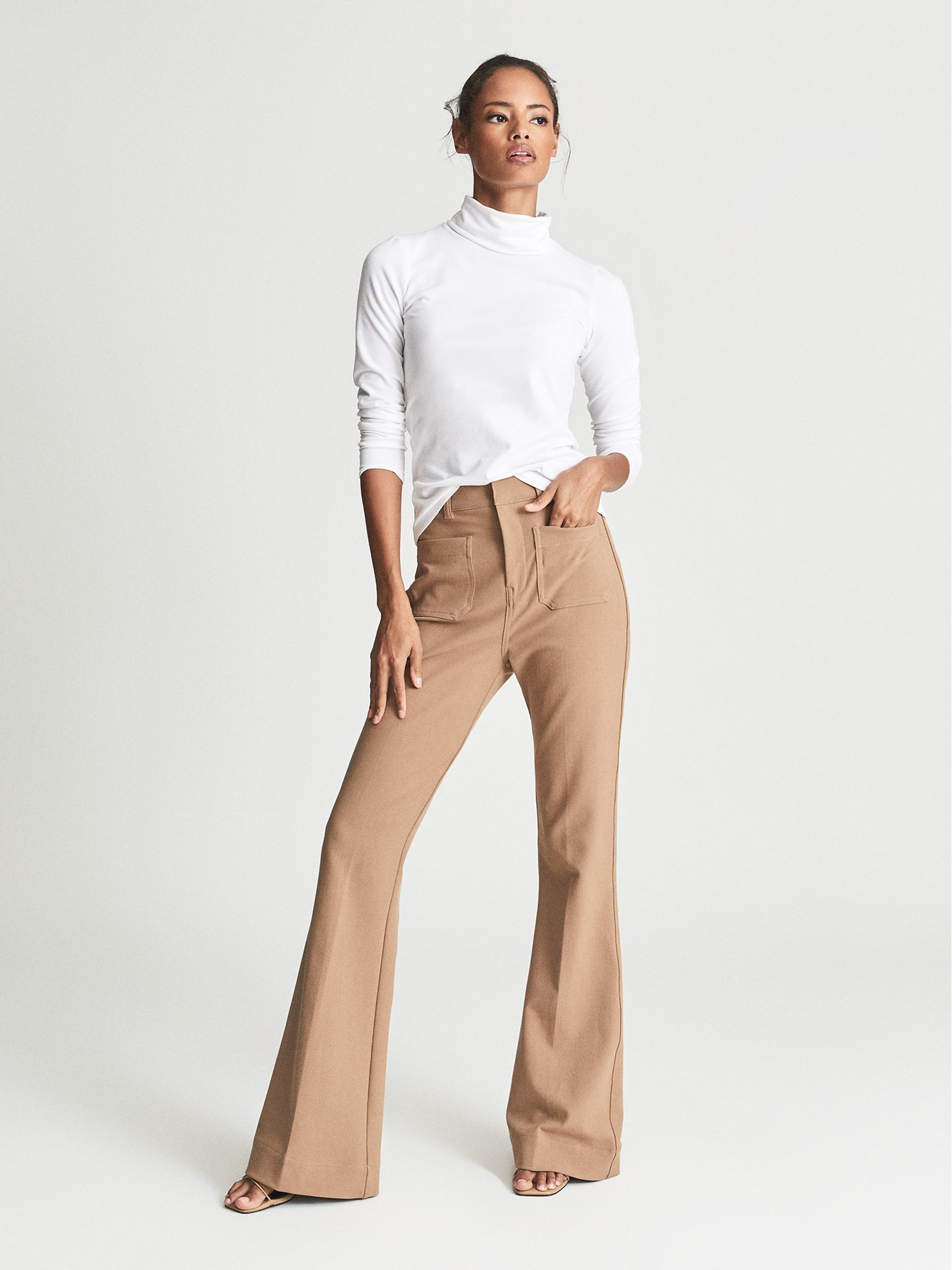 Jersey Rollneck Top in White - Image 1 of 5 Jersey Rollneck Top in White - Image 1 of 5