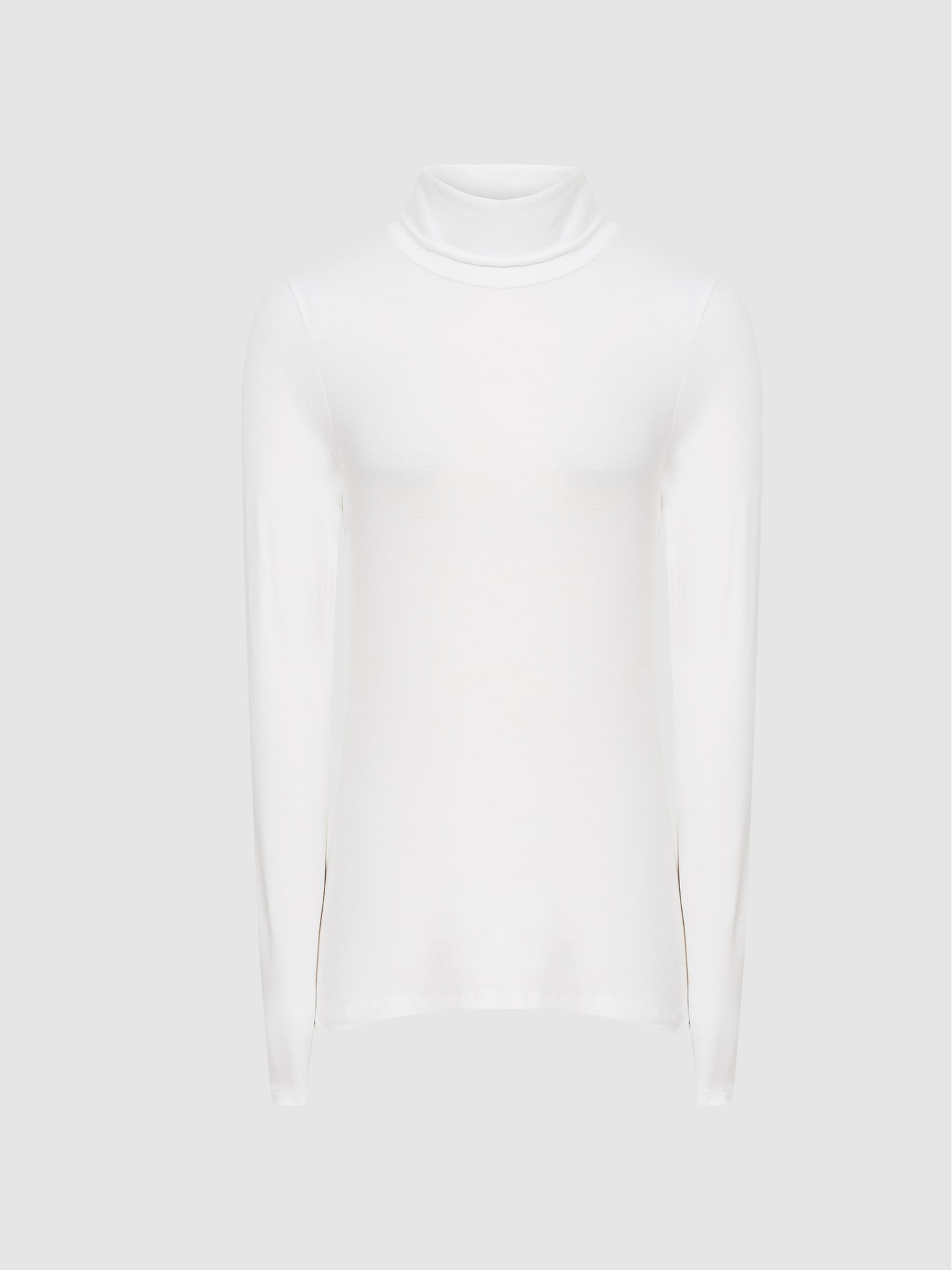 Jersey Rollneck Top in White - Image 2 of 5 Jersey Rollneck Top in White - Image 2 of 5
