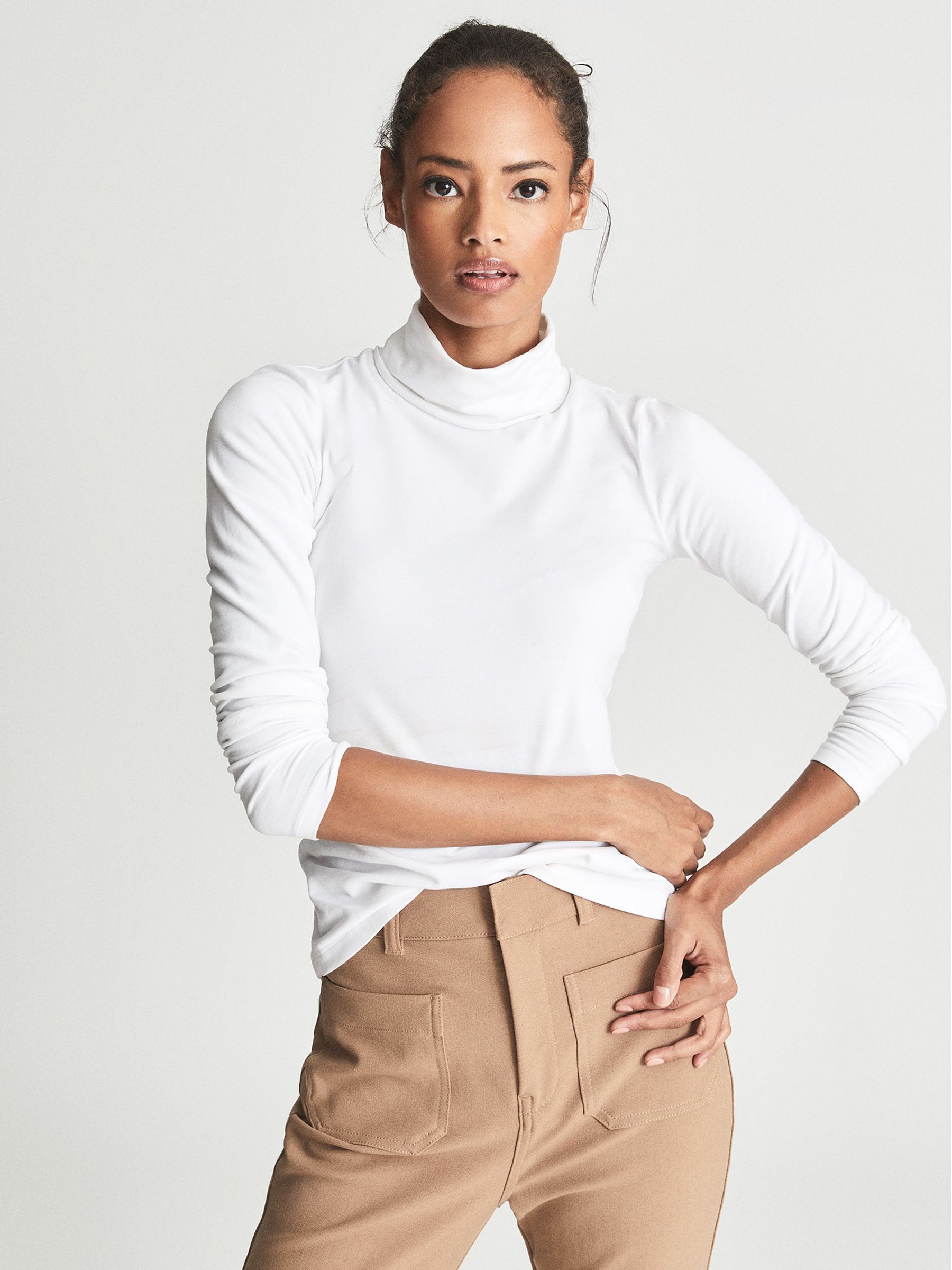 Jersey Rollneck Top in White - Image 3 of 5
