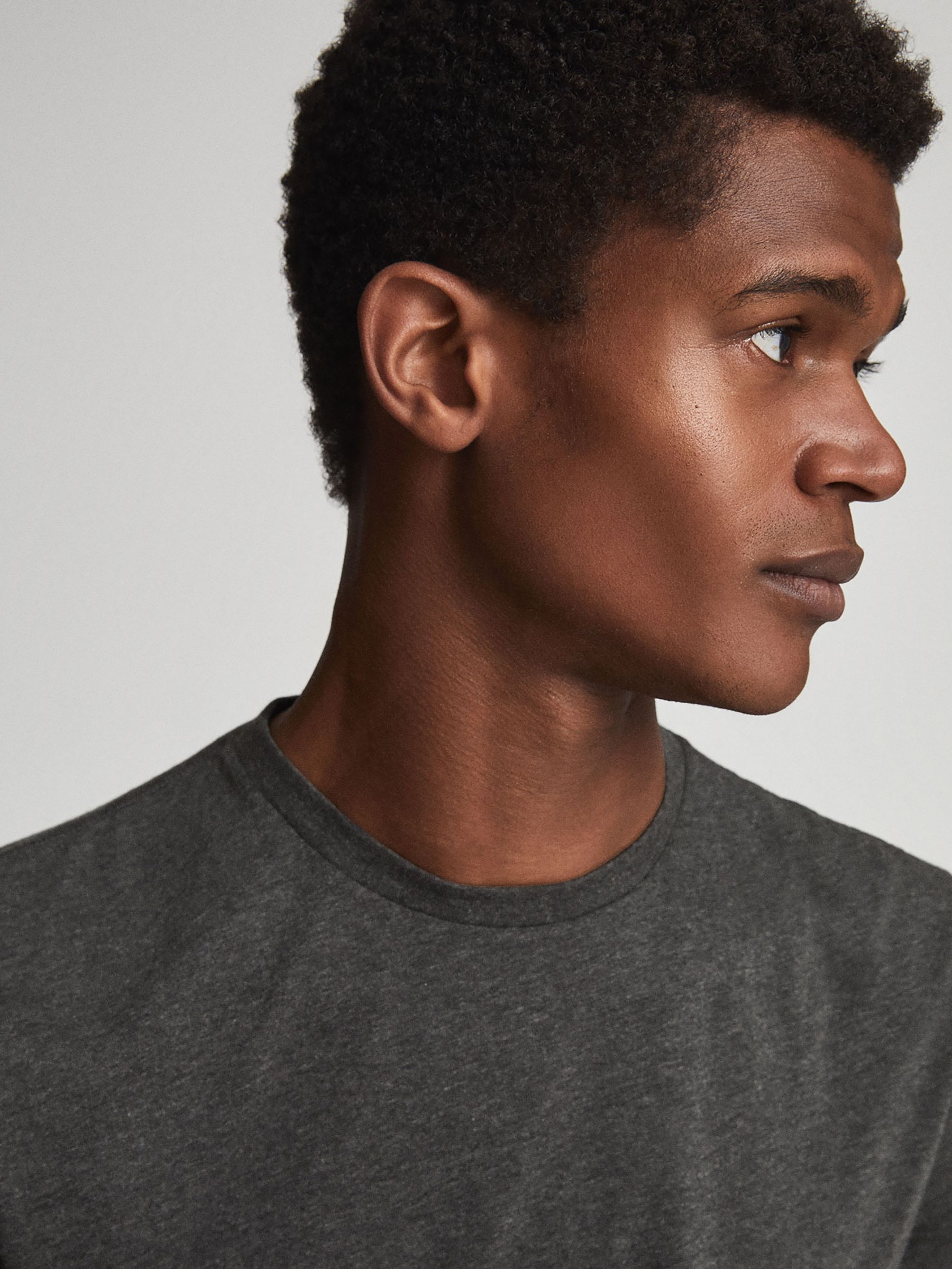 Regular Fit Crew Neck T-Shirt in Charcoal Melang - Image 4 of 6