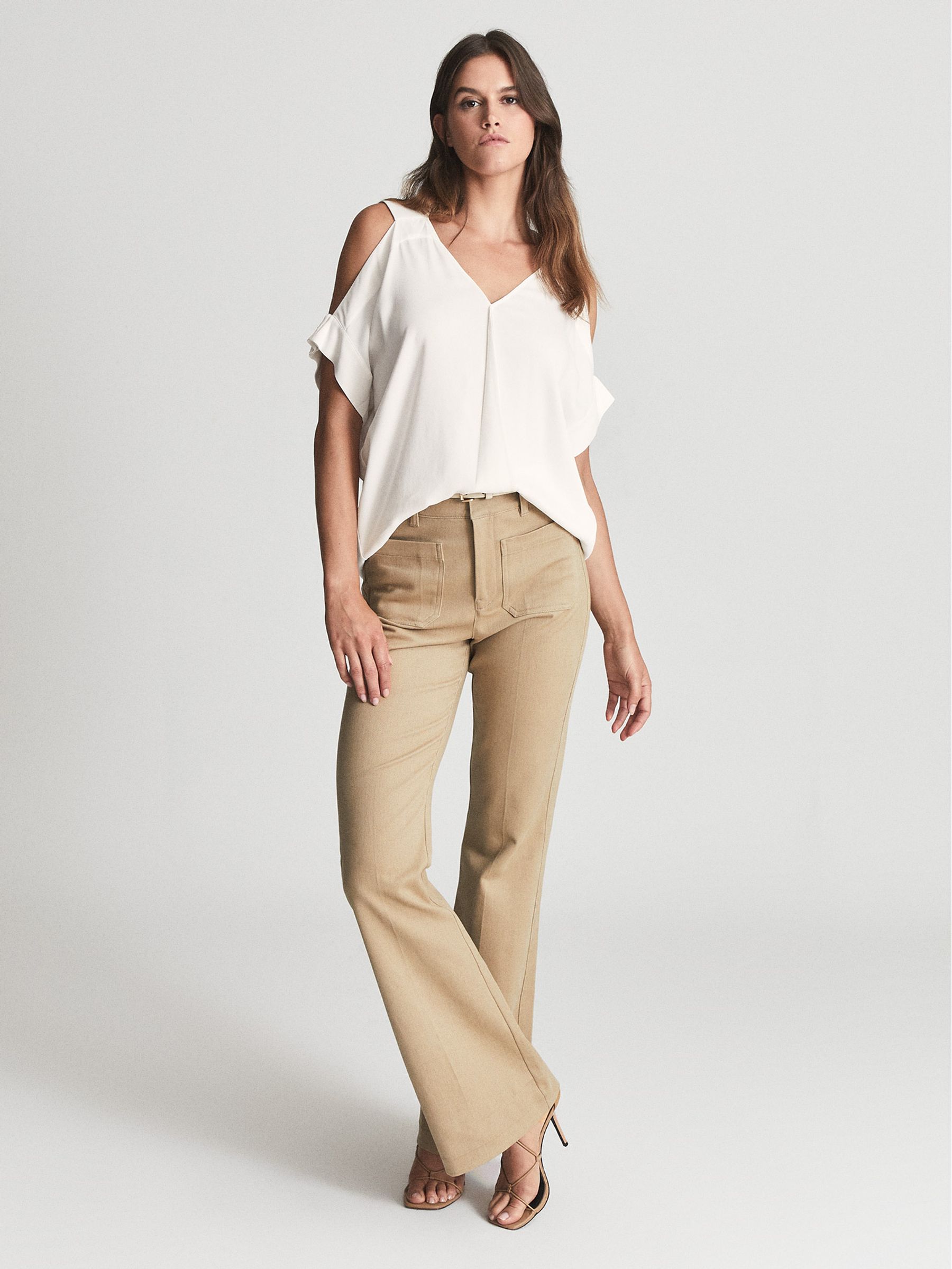 Cold Shoulder Top in White - Image 1 of 4