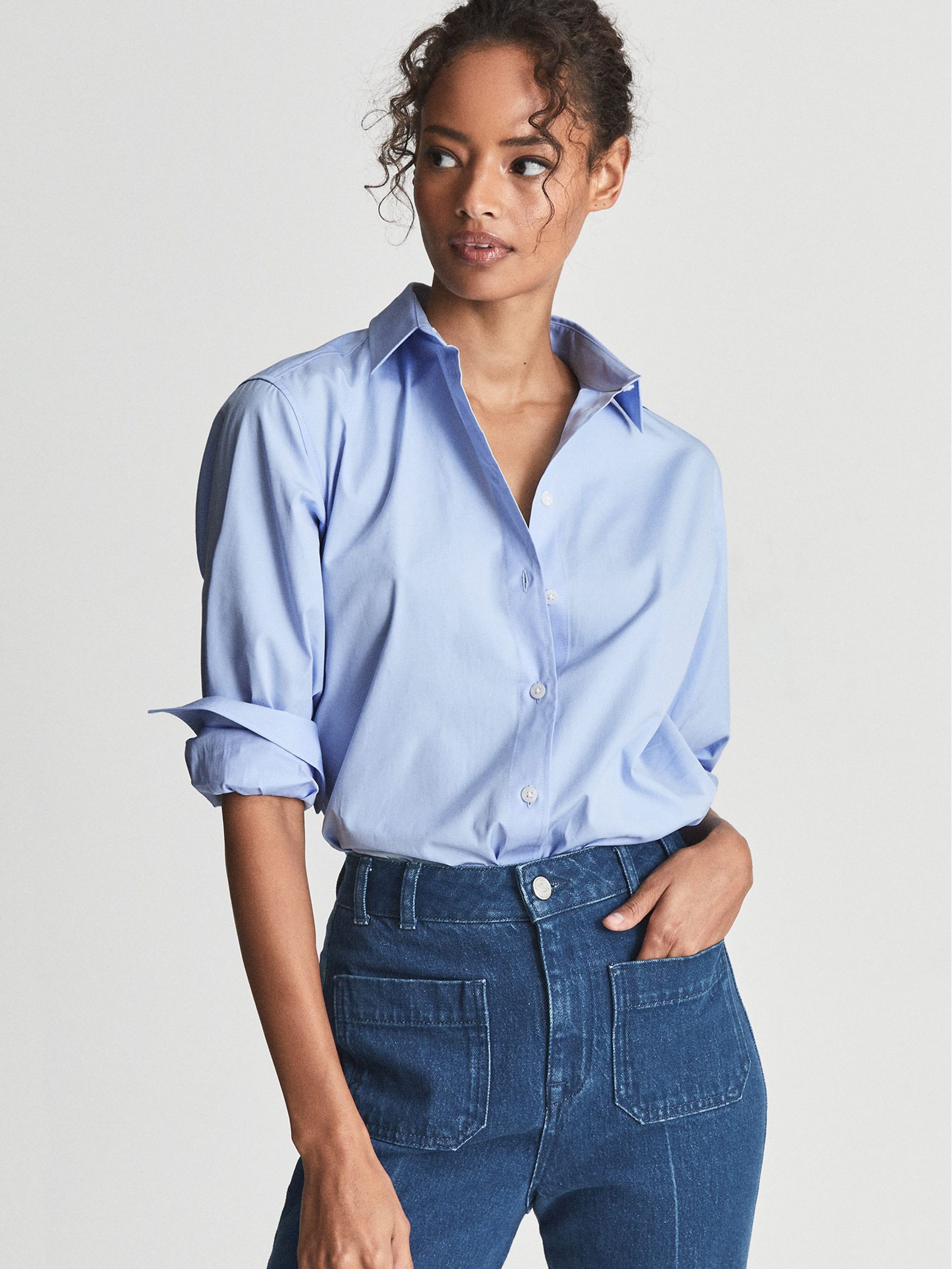 Cotton Poplin Shirt in Blue - Image 5 of 5