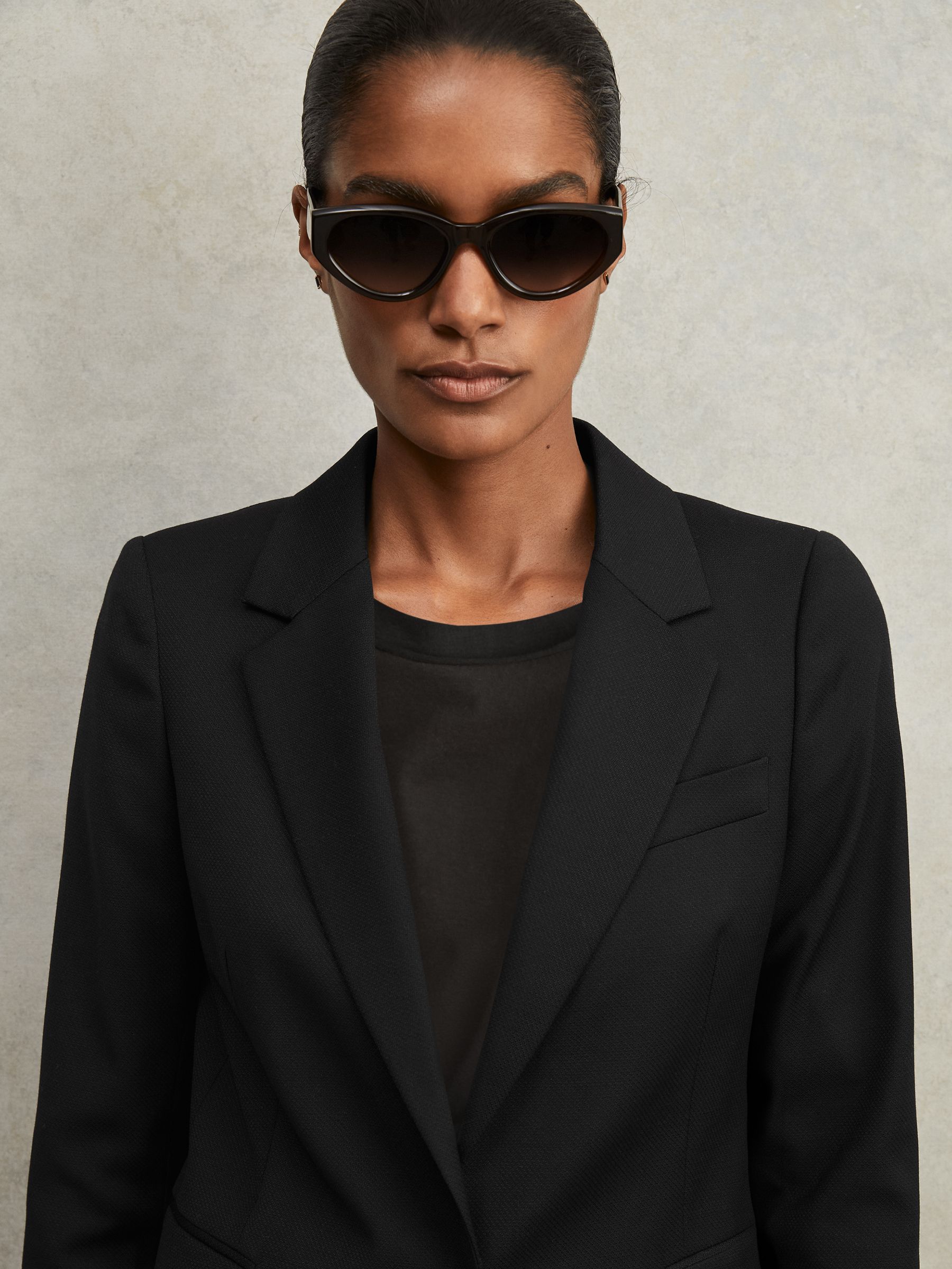 Petite Single Breasted Suit Blazer in Black - Image 3 of 10
