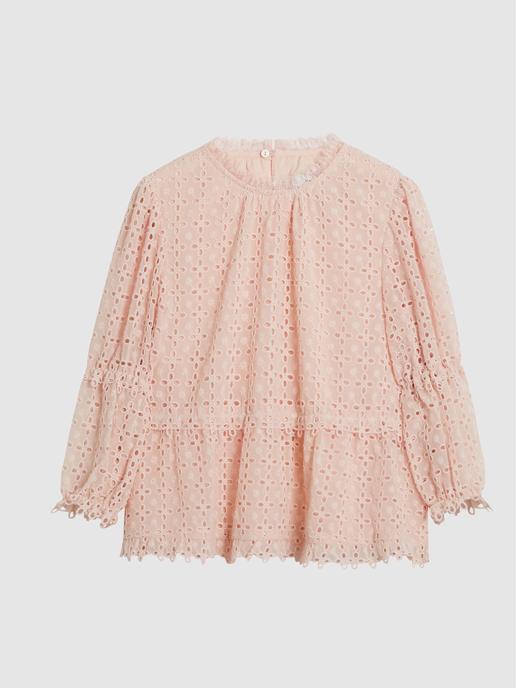 Embroidered Lace Blouse in Pink - Image 2 of 6 Embroidered Lace Blouse in Pink - Image 2 of 6