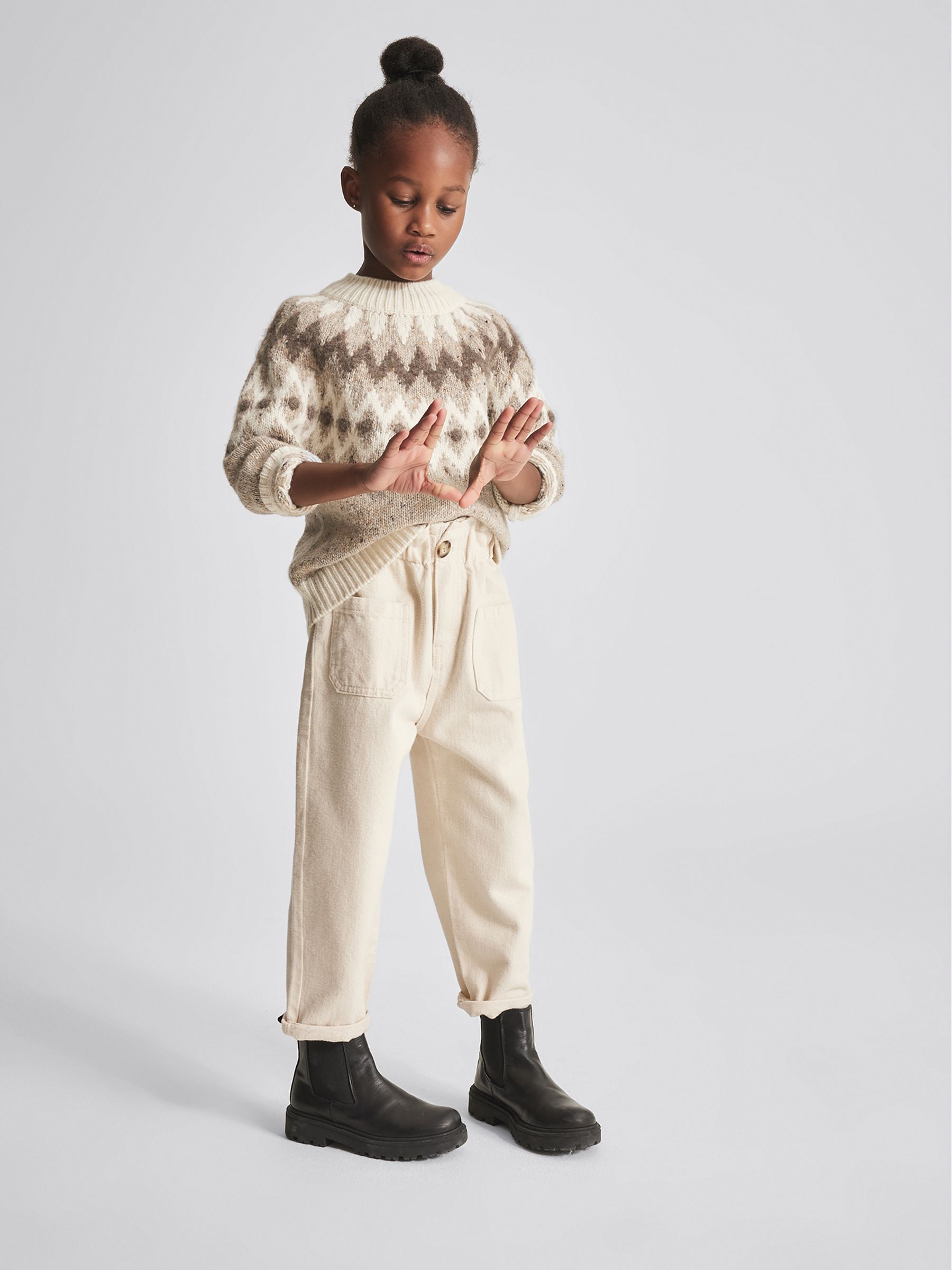 Fair Isle Pattern Jumper in Neutral - Image 1 of 6