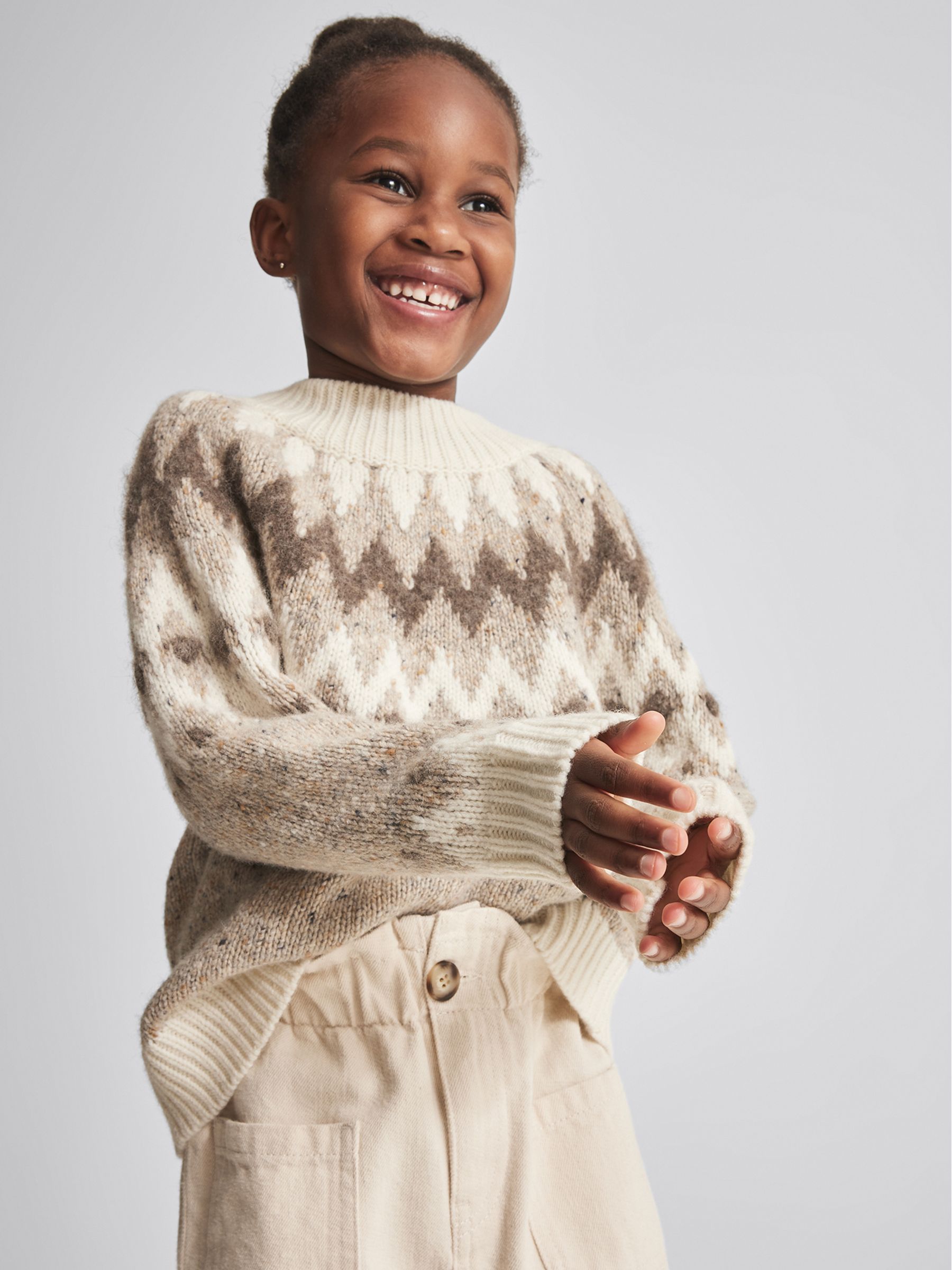 Fair Isle Pattern Jumper in Neutral - Image 3 of 6