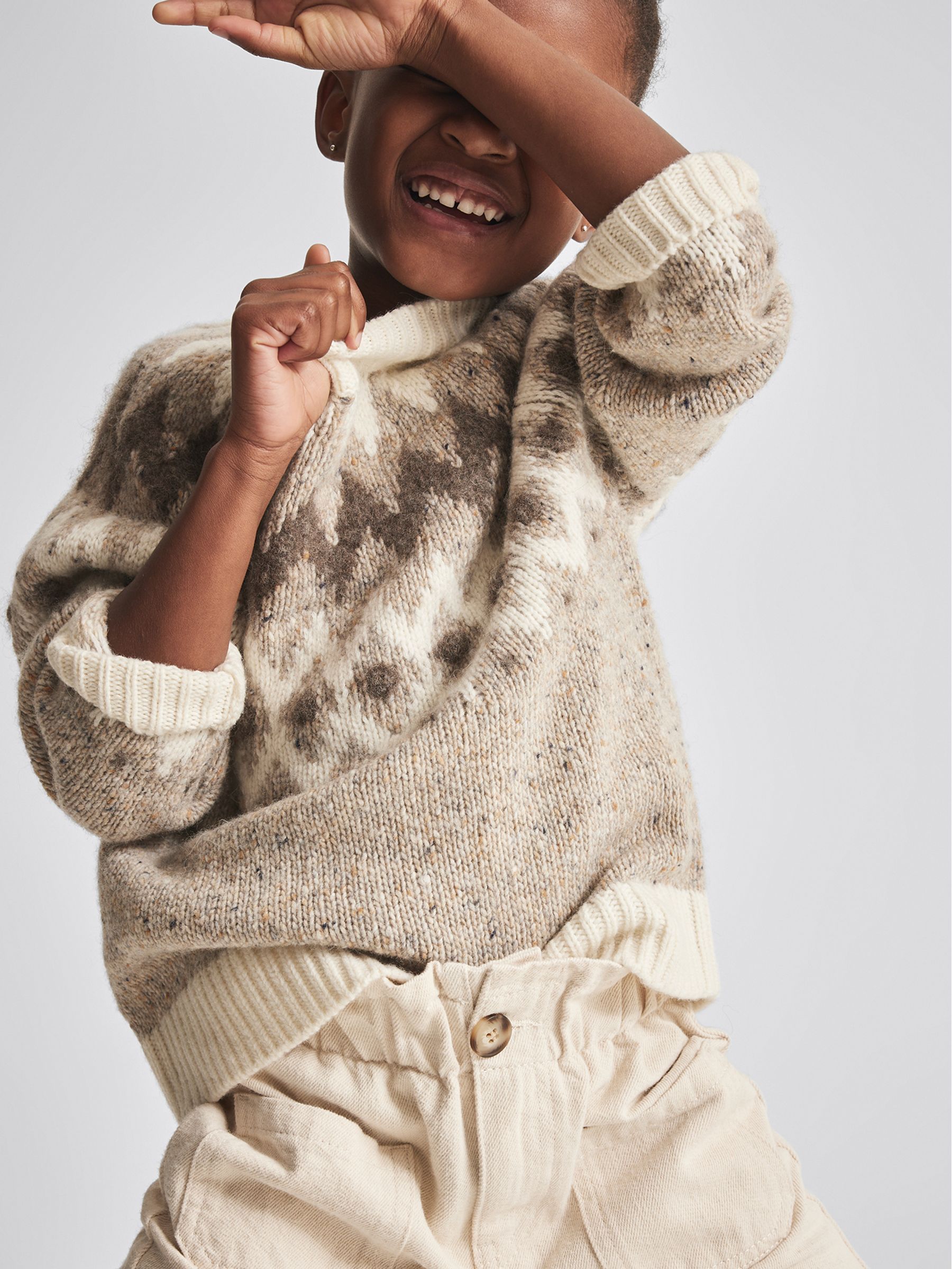 Fair Isle Pattern Jumper in Neutral - Image 4 of 6