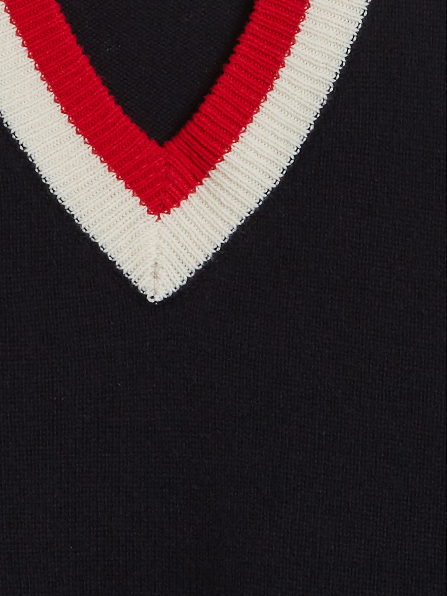 Stripe Trim V Neck Jumper in Navy - Image 6 of 6