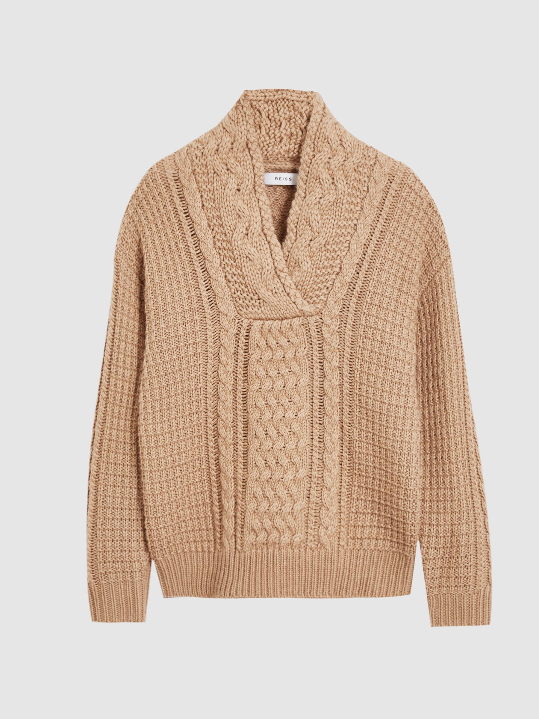 Cable Knit Cashmere Mix Jumper in Camel - Image 2 of 6