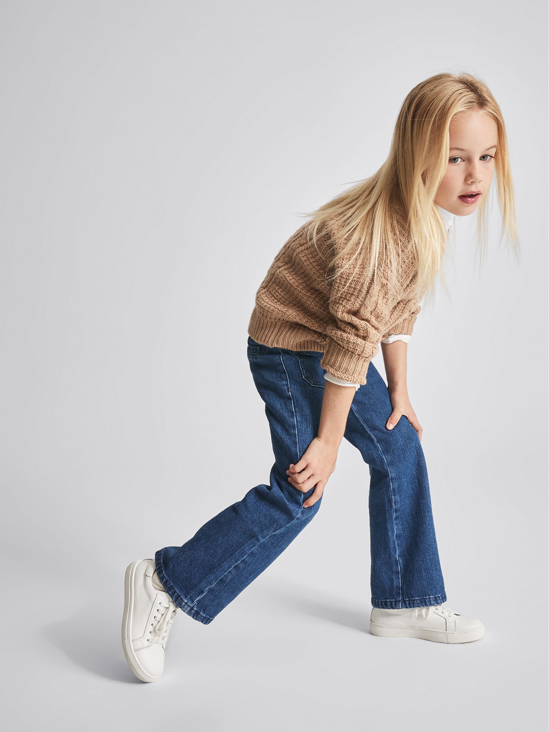 Cable Knit Cashmere Mix Jumper in Camel - Image 4 of 6