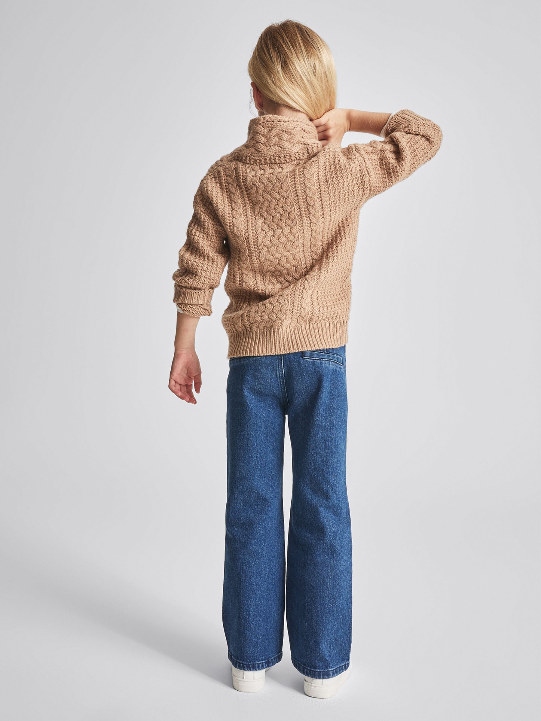 Cable Knit Cashmere Mix Jumper in Camel - Image 5 of 6