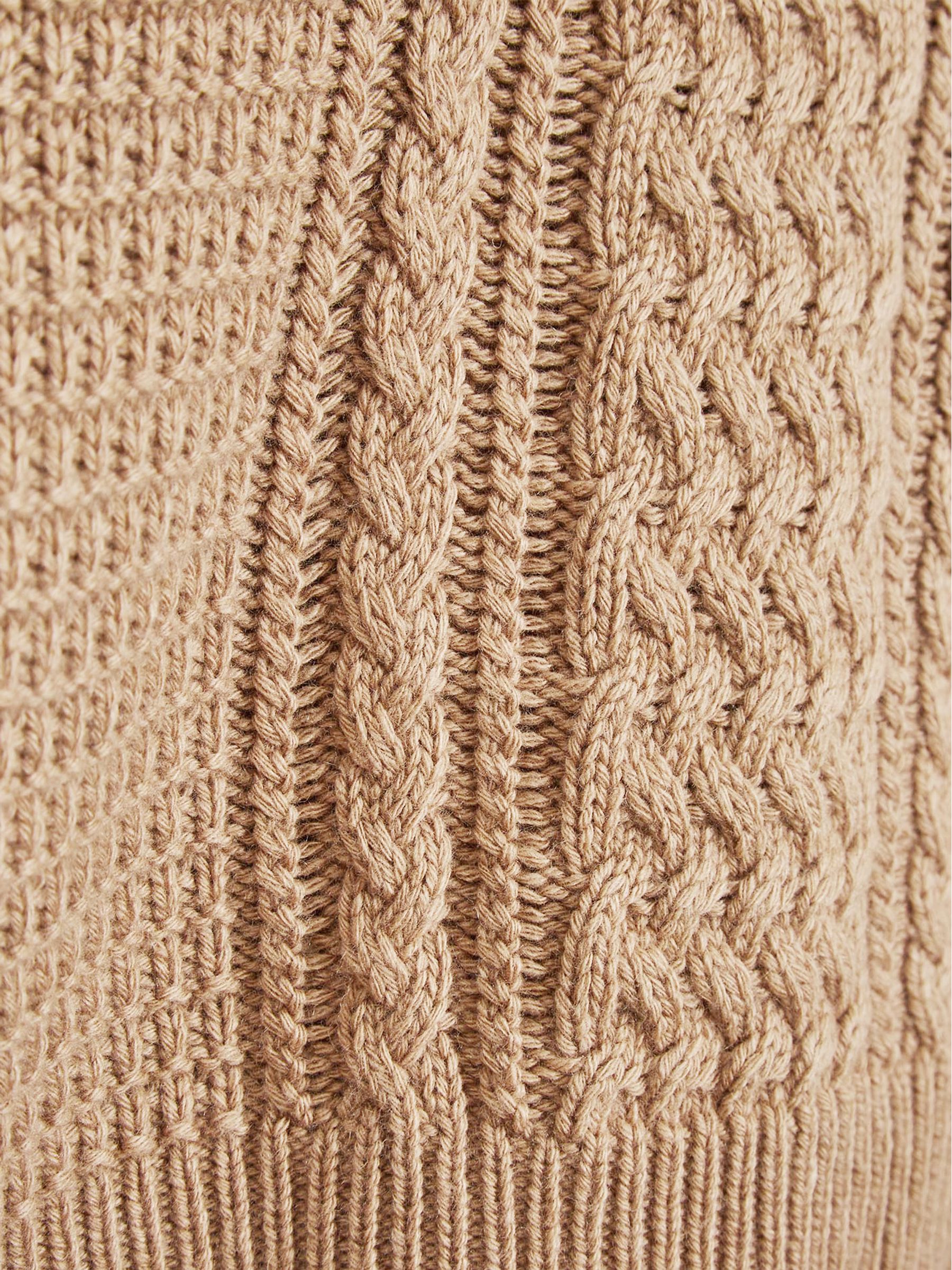 Cable Knit Cashmere Mix Jumper in Camel - Image 6 of 6