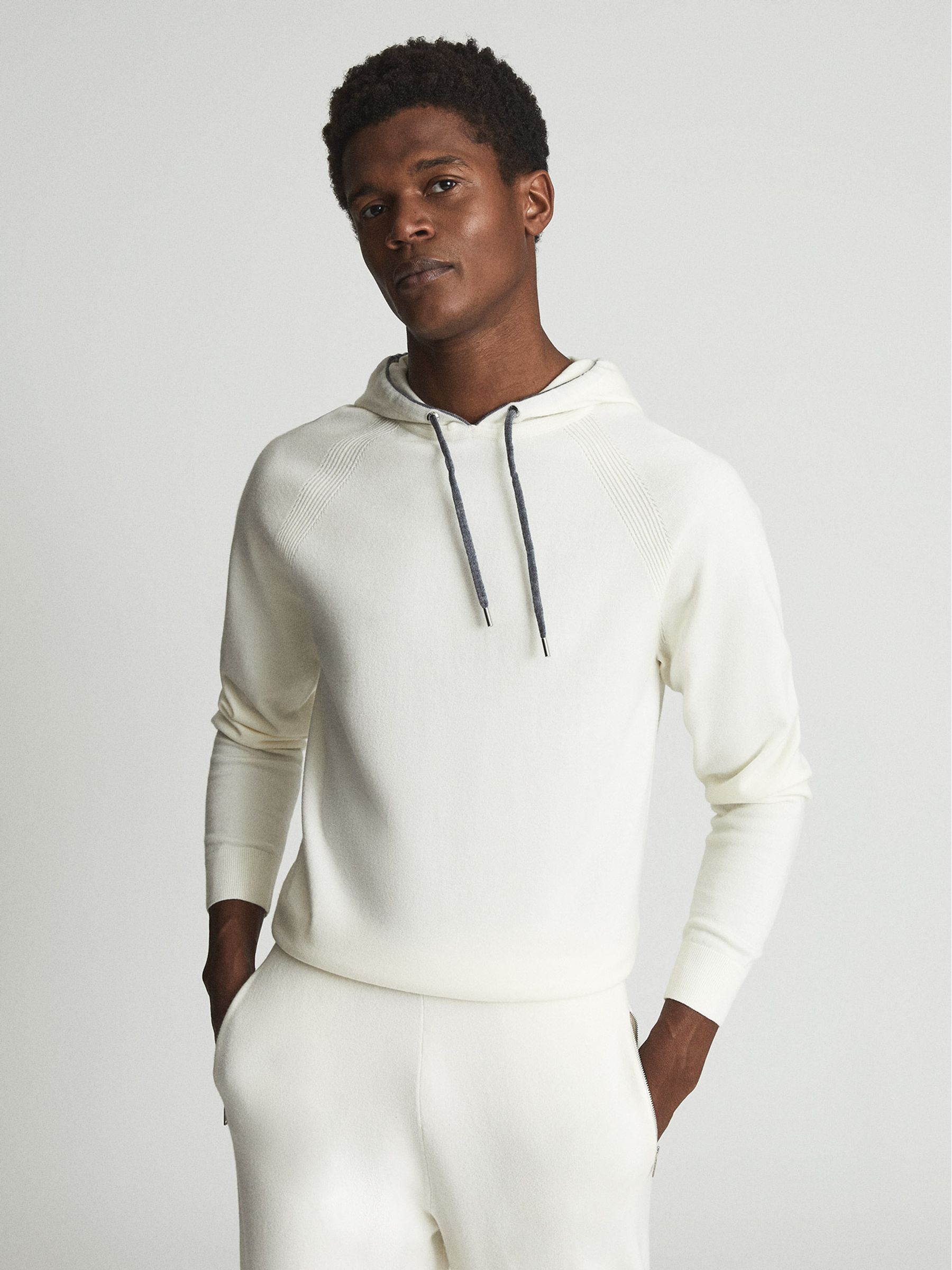 Wool Blend Hoodie in Ivory - Image 1 of 6