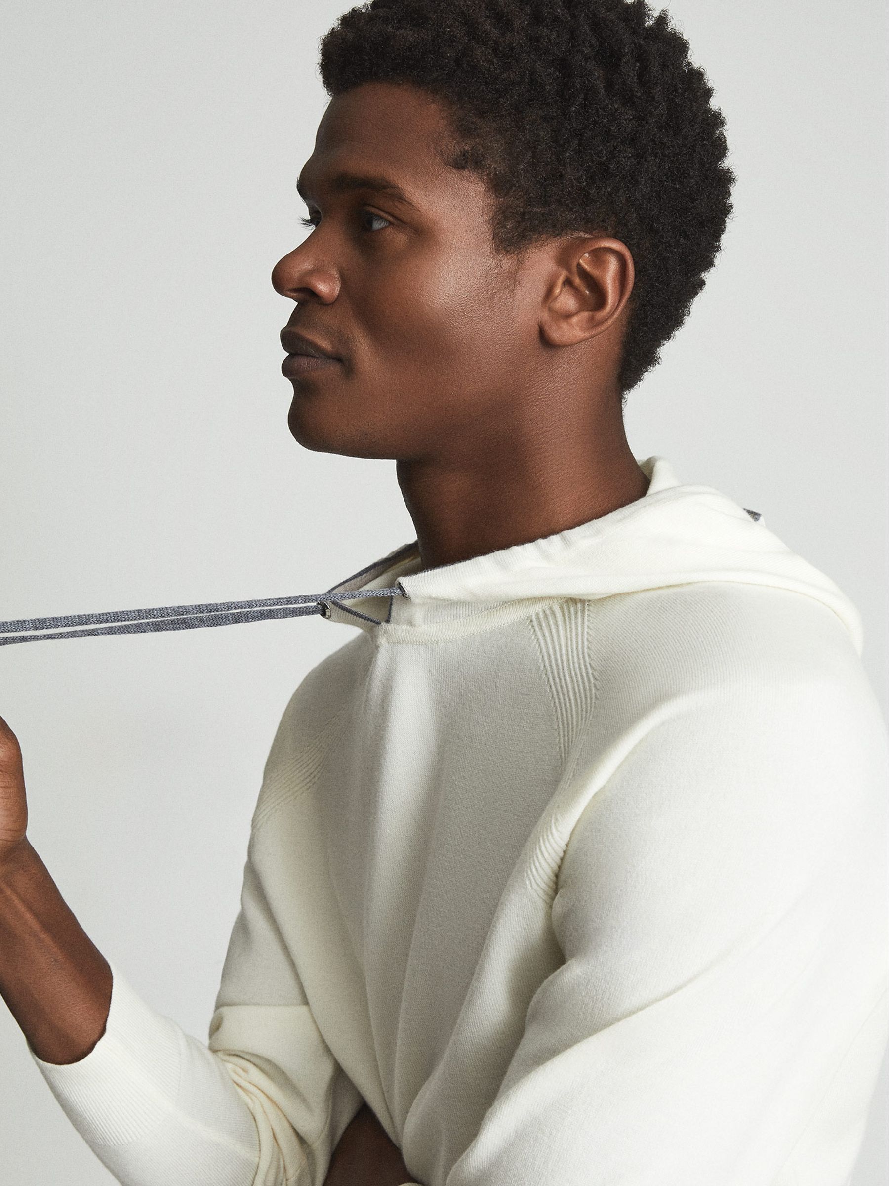 Wool Blend Hoodie in Ivory - Image 3 of 6