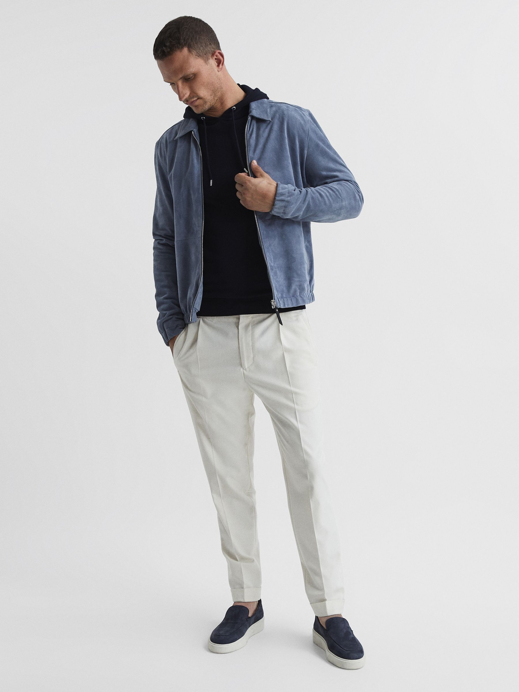 Merino Wool Hoodie in Navy - Image 3 of 7