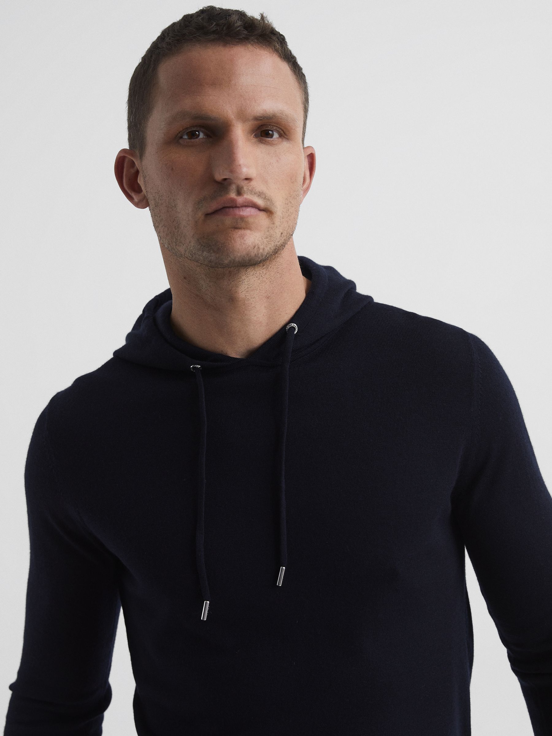 Merino Wool Hoodie in Navy - Image 4 of 7