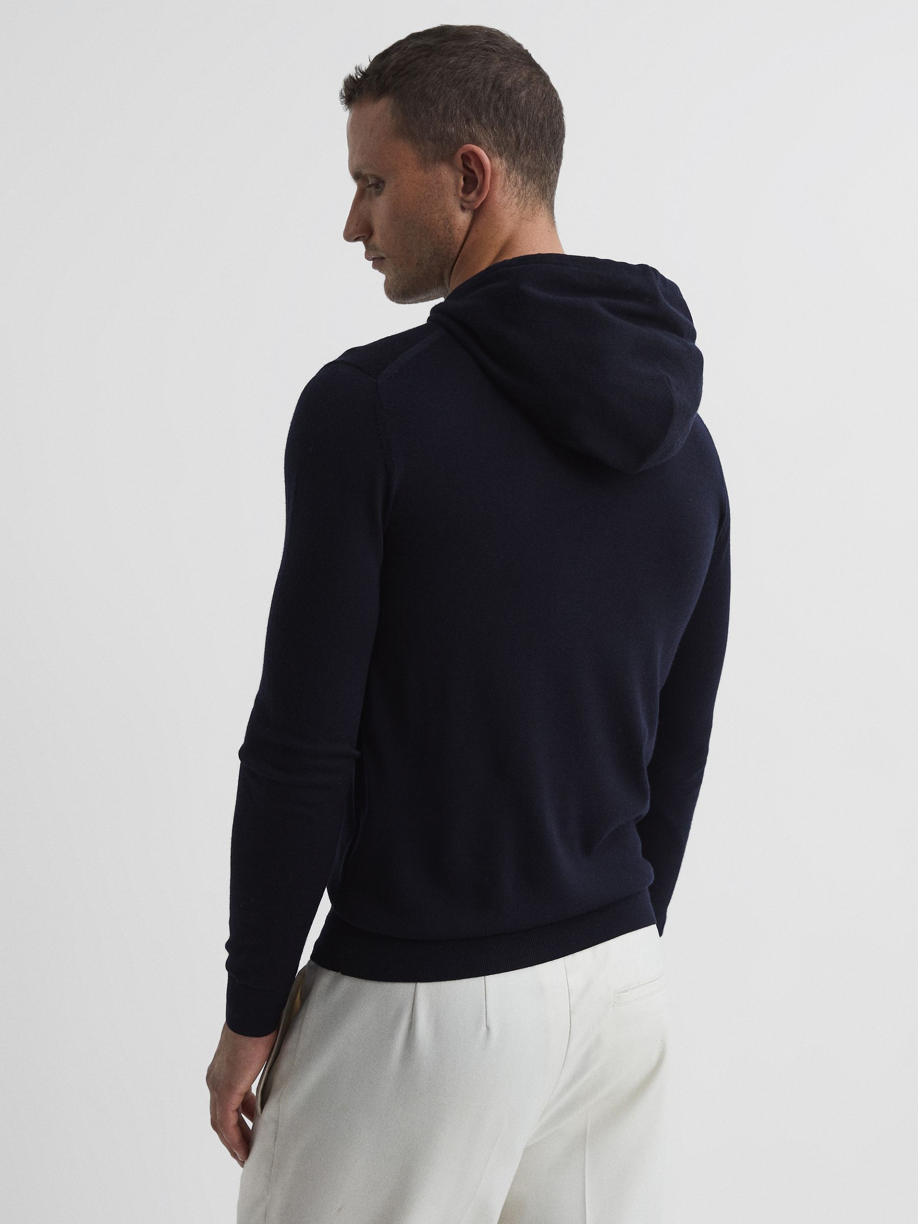 Merino Wool Hoodie in Navy - Image 5 of 7