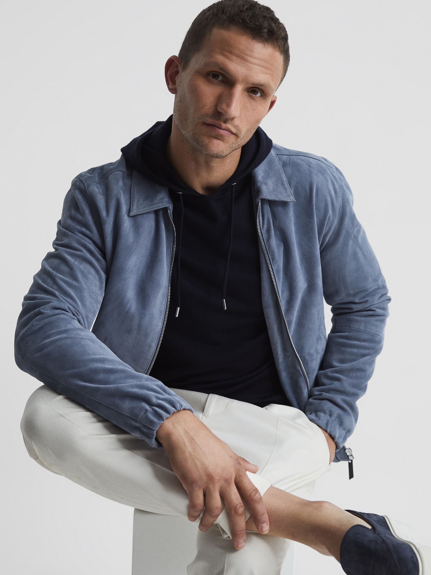 Merino Wool Hoodie in Navy - Image 6 of 7