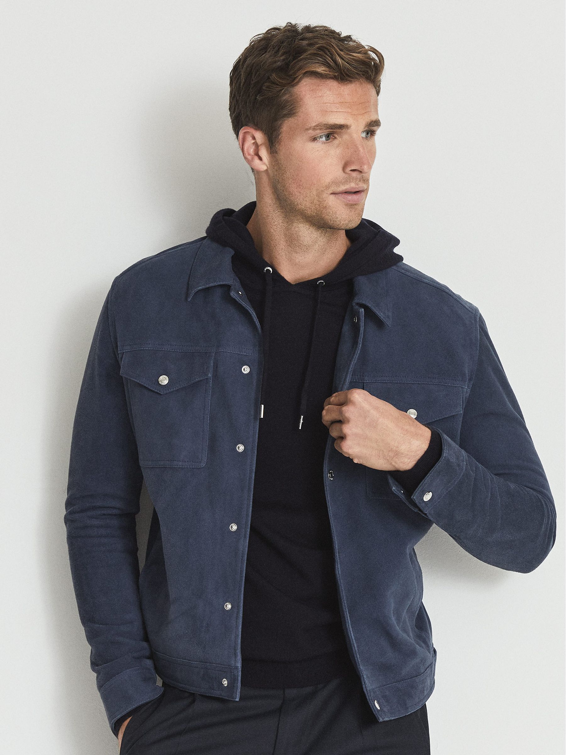 Merino Wool Hoodie in Navy - Image 7 of 7