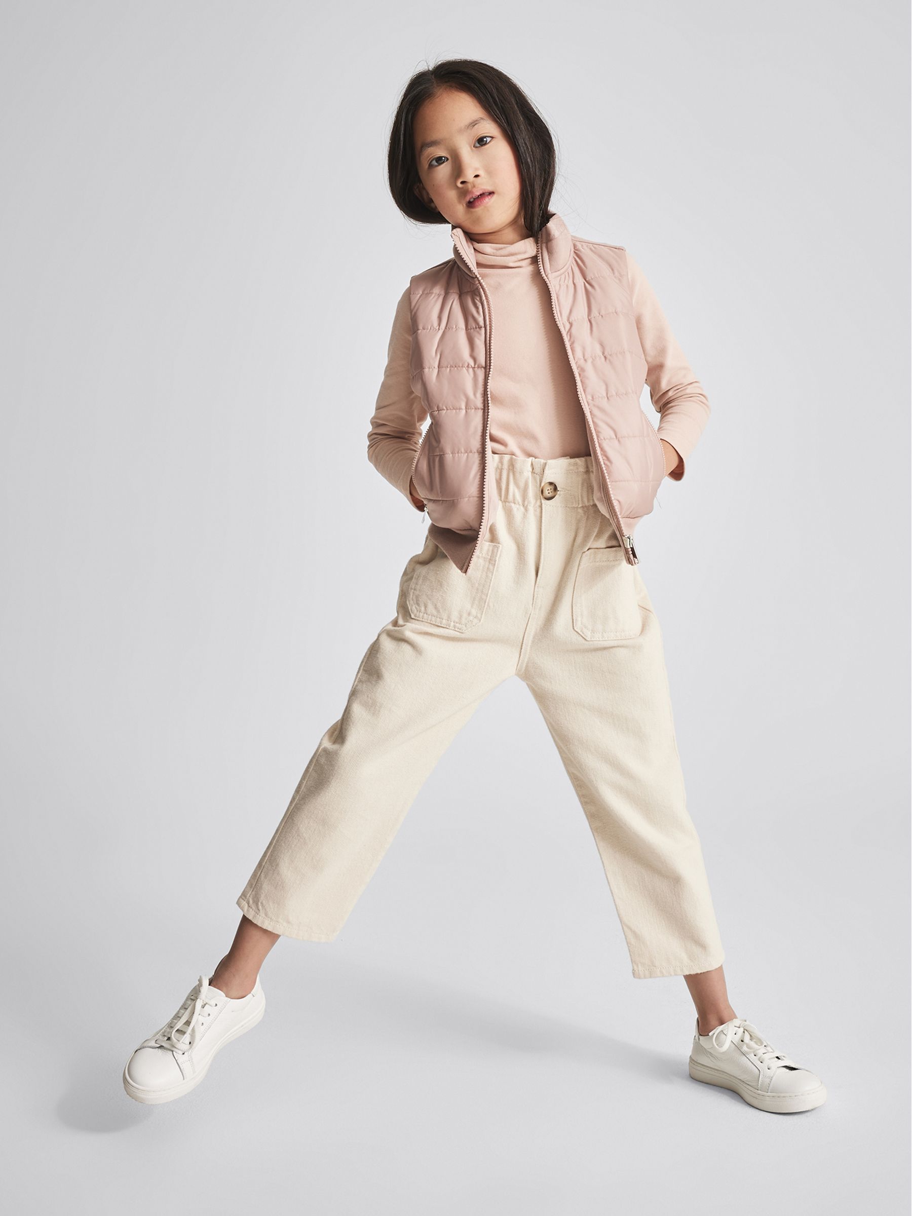 Quilted Zip Up Gilet in Pink - Image 1 of 6