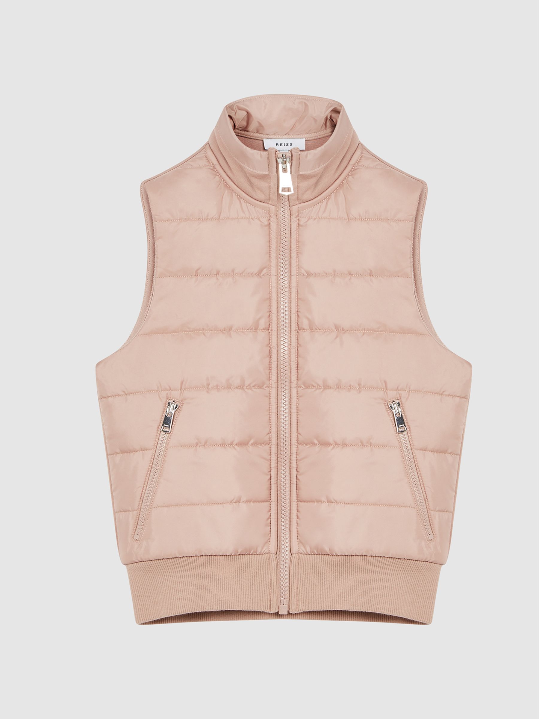 Quilted Zip Up Gilet in Pink - Image 2 of 6
