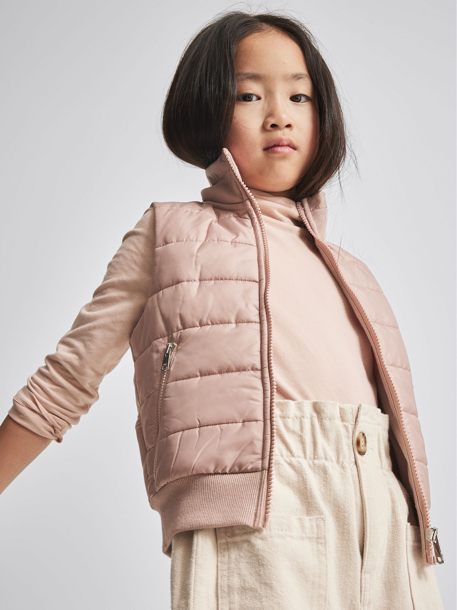 Quilted Zip Up Gilet in Pink - Image 4 of 6