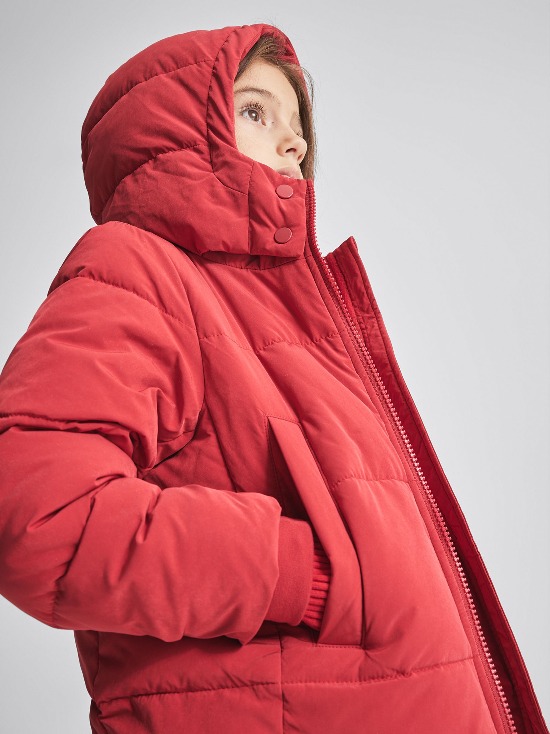 Hooded Puffer Jacket in Red - Image 3 of 7