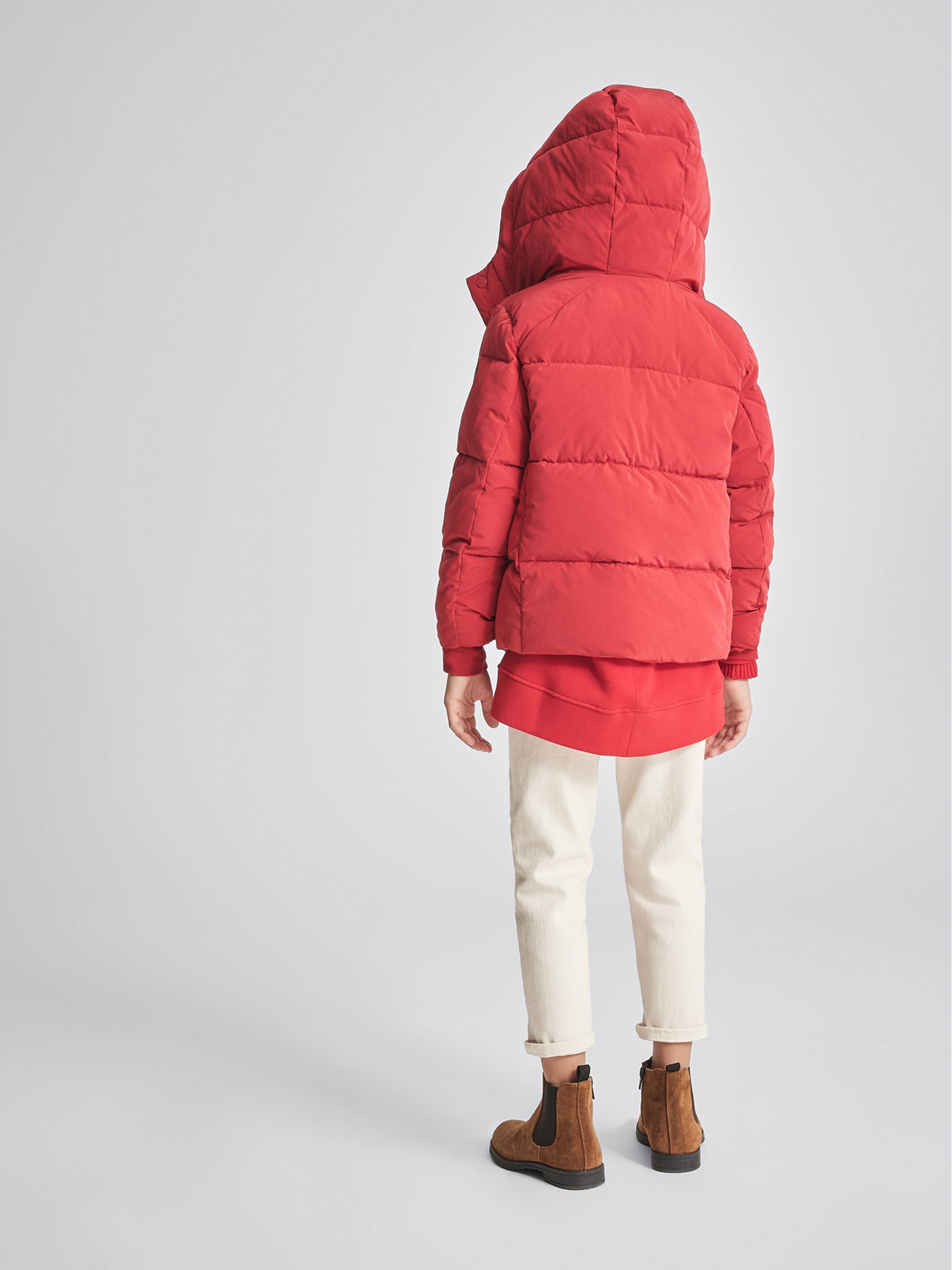 Hooded Puffer Jacket in Red - Image 5 of 7