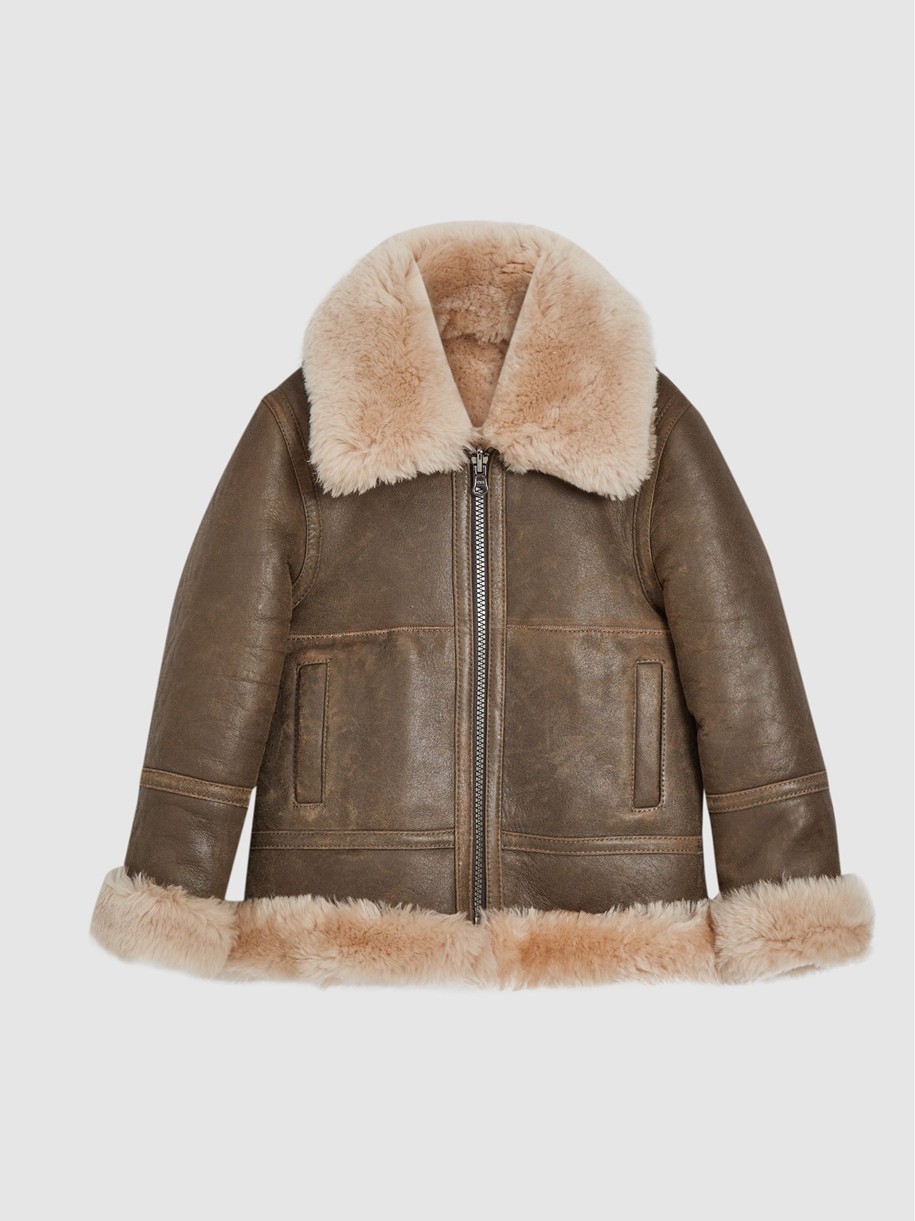 Reversible Shearling Aviator in Brown - 圖片 2/7