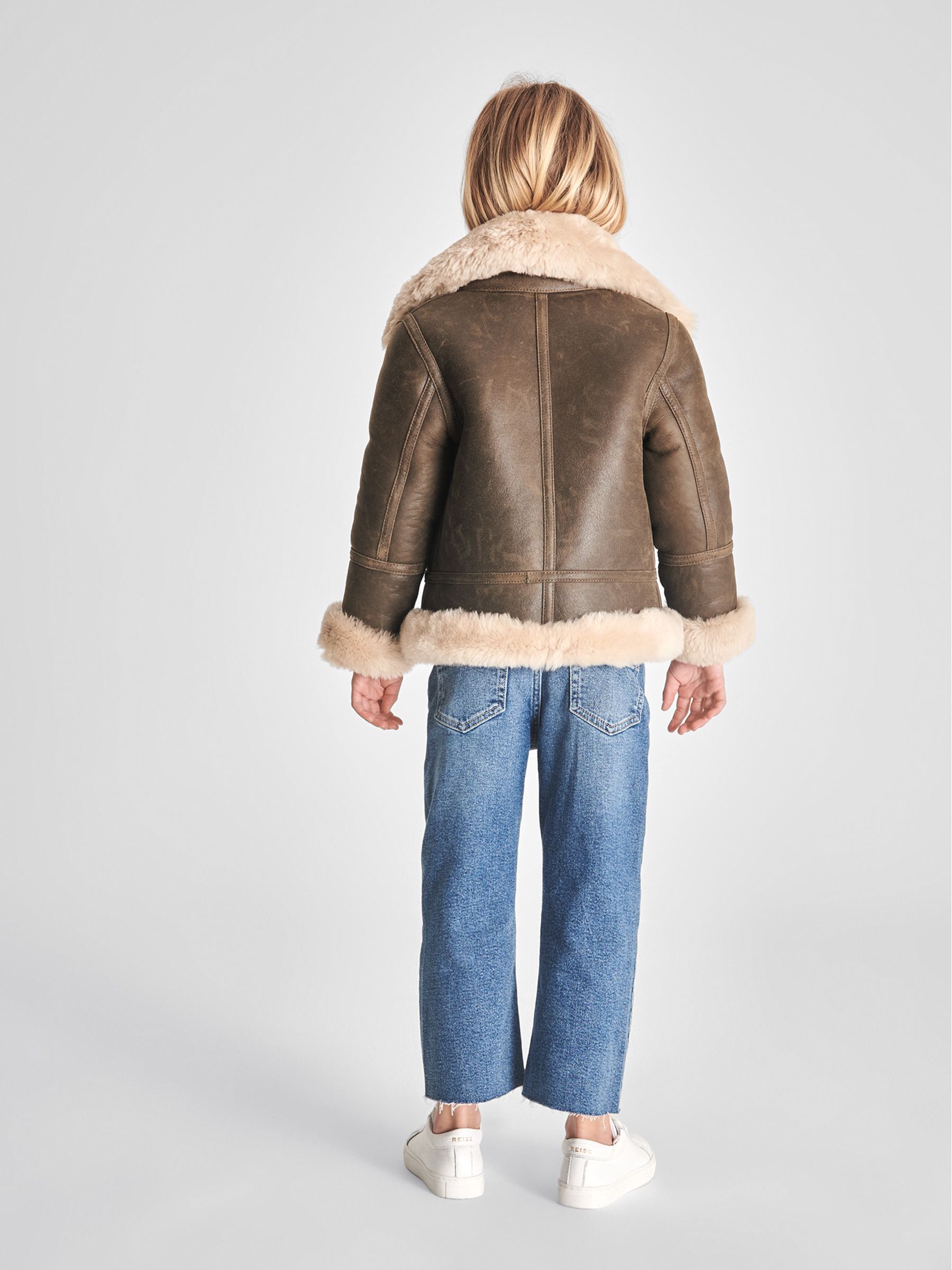 Reversible Shearling Aviator in Brown - 圖片 5/7