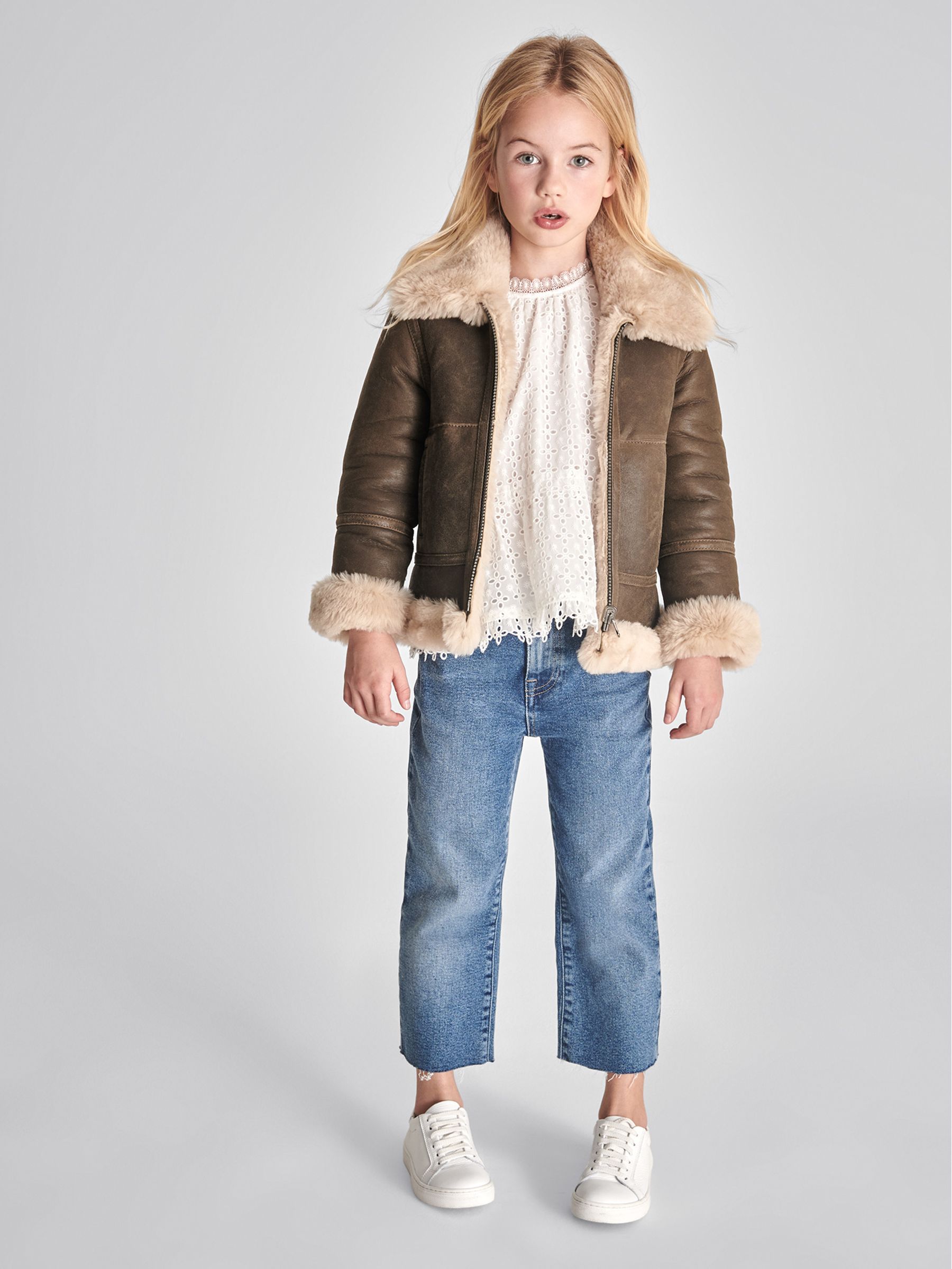 Reversible Shearling Aviator in Brown - 圖片 6/7