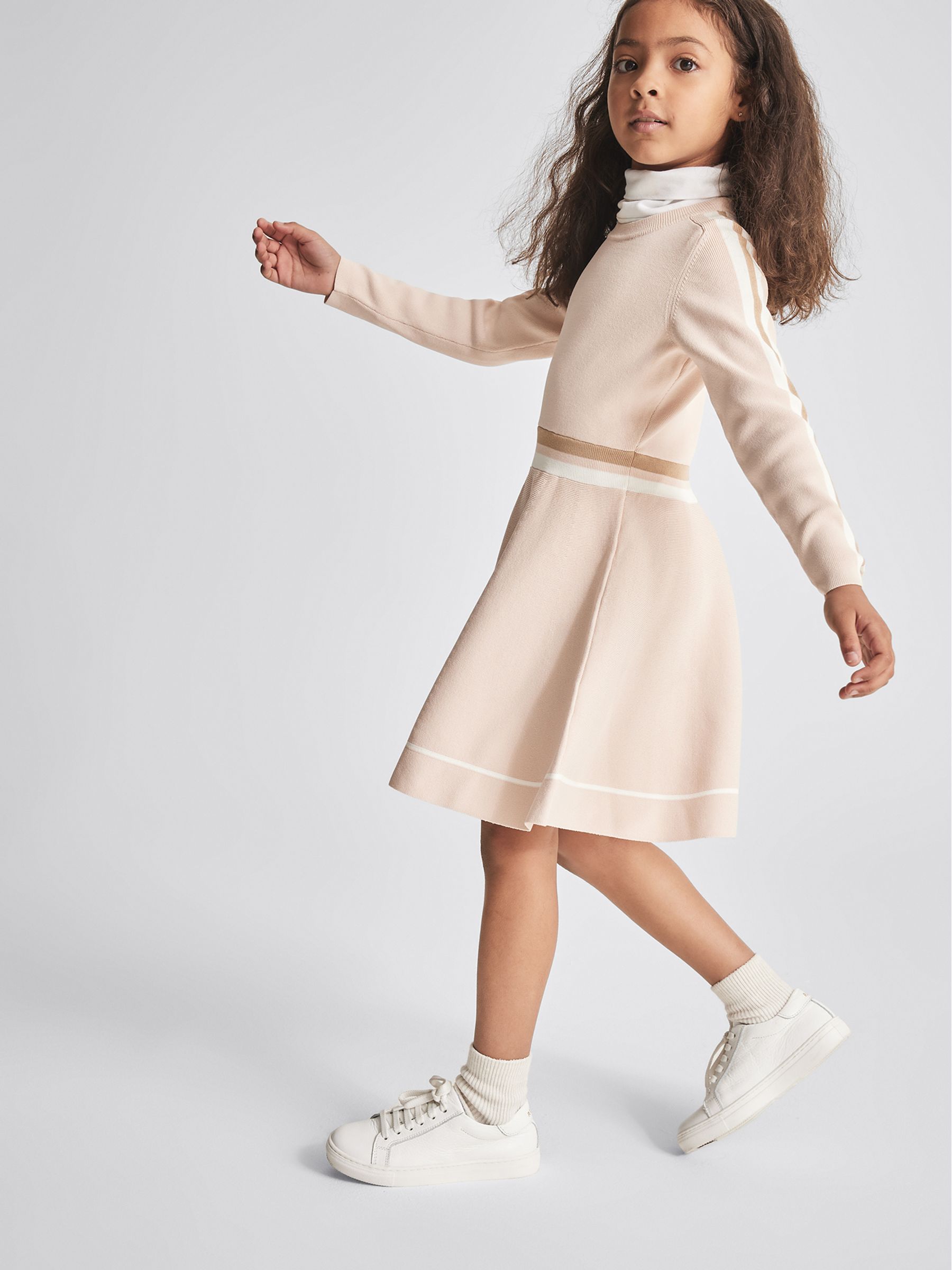 Colour Block Knitted Dress in Pink - Image 1 of 6