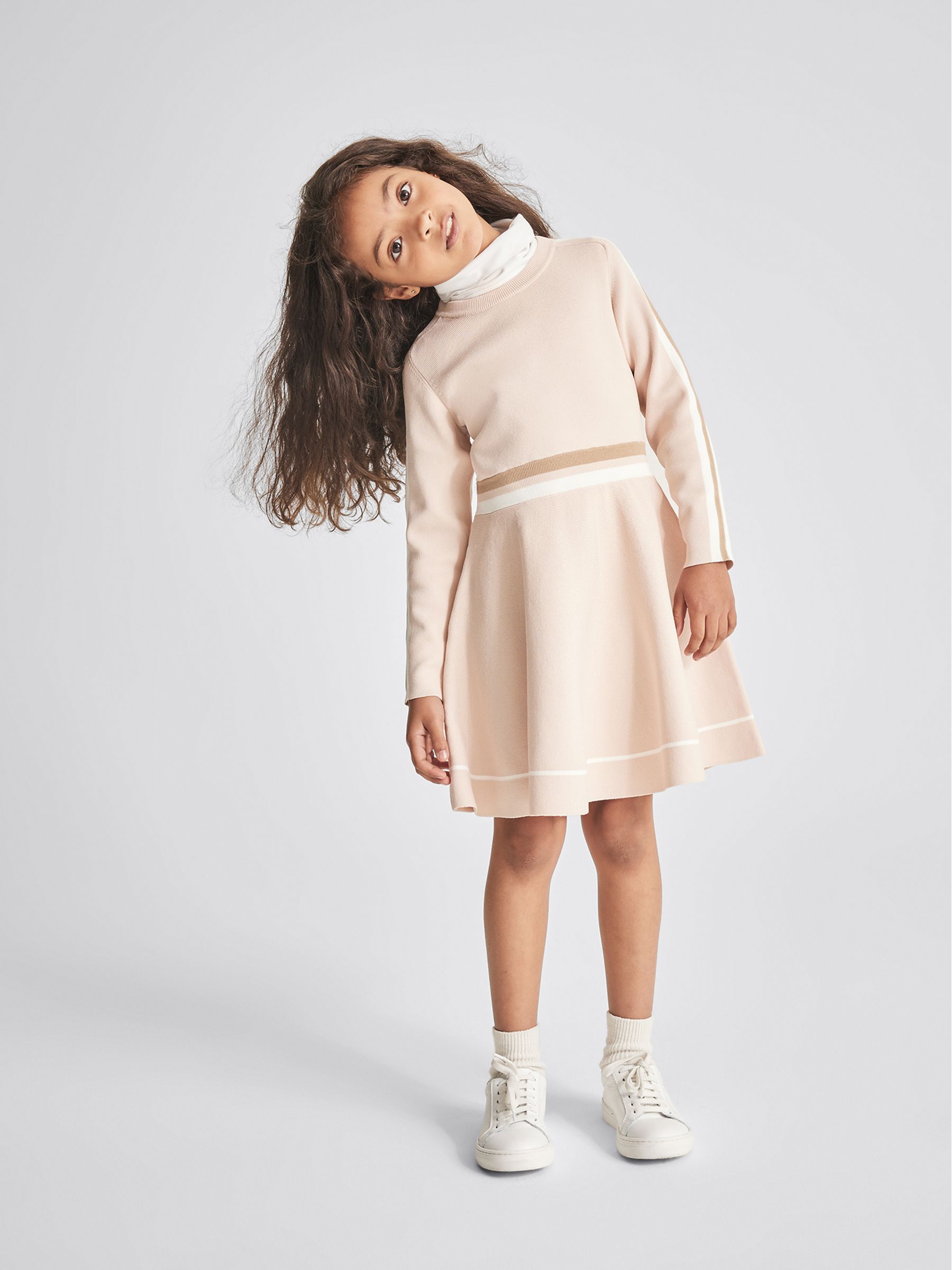 Colour Block Knitted Dress in Pink - Image 4 of 6