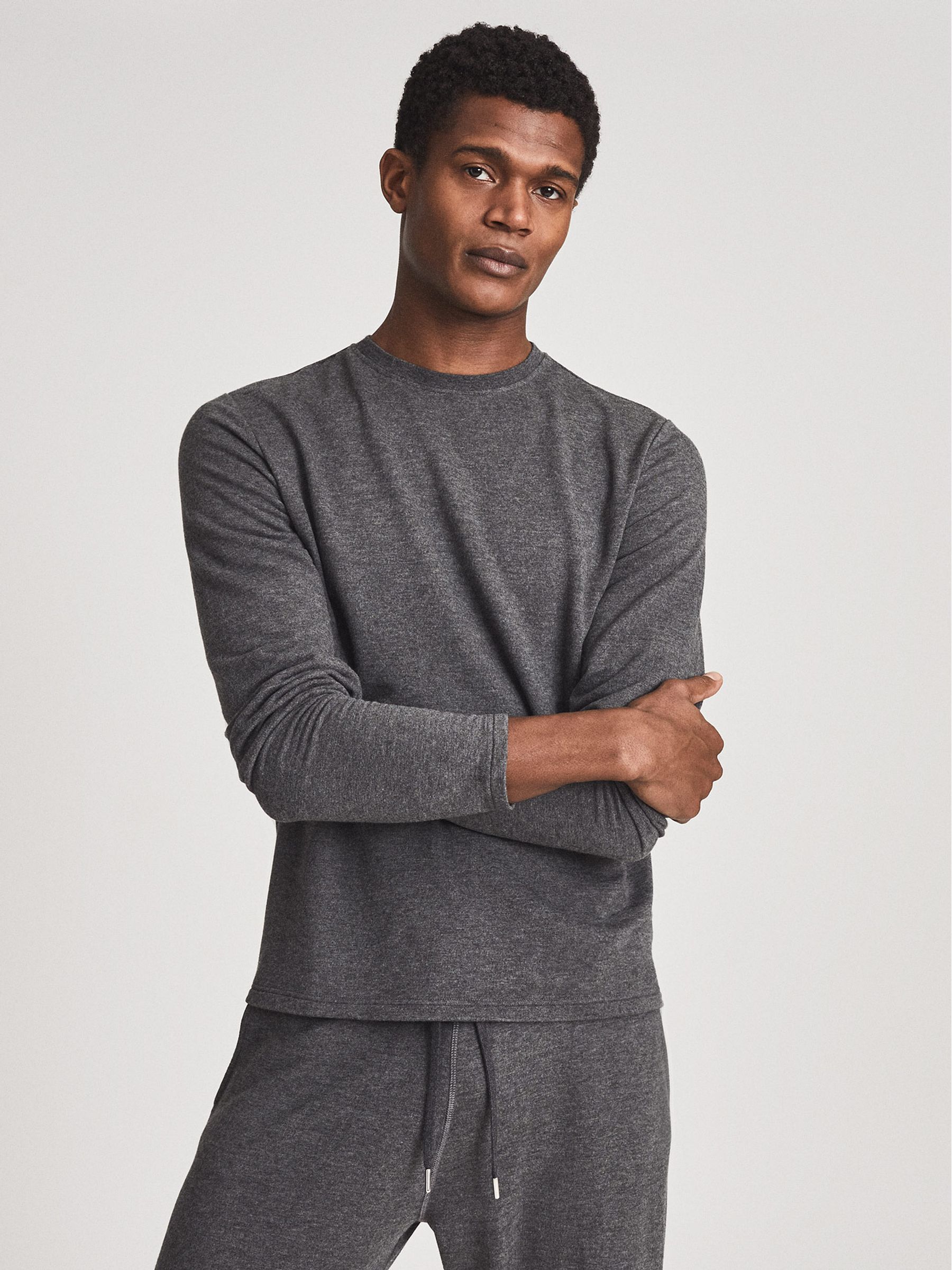 Melange Crew Neck Jumper in Dark Grey - Image 6 of 6