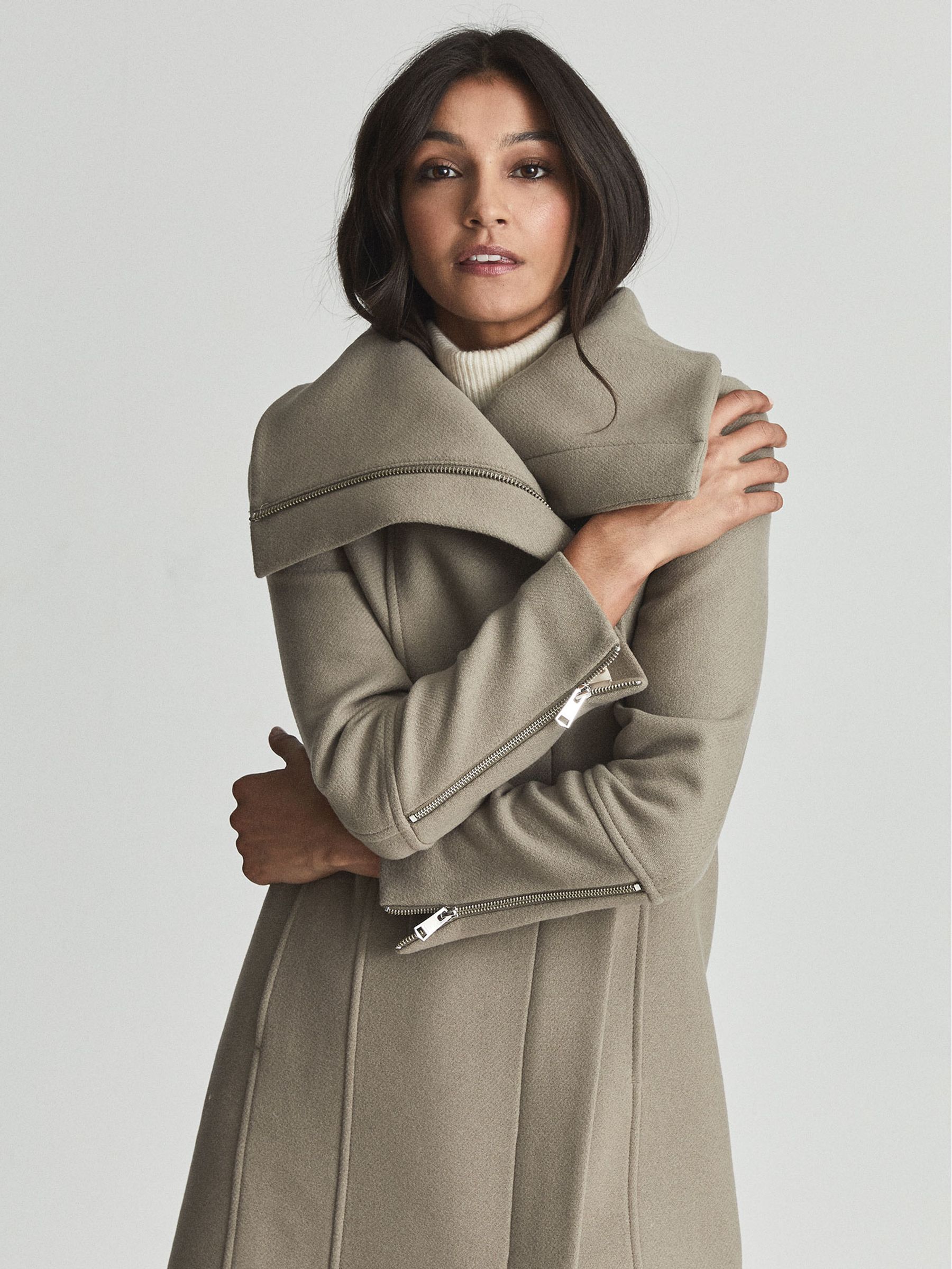 Wool Blend Coat in Taupe - Image 3 of 7