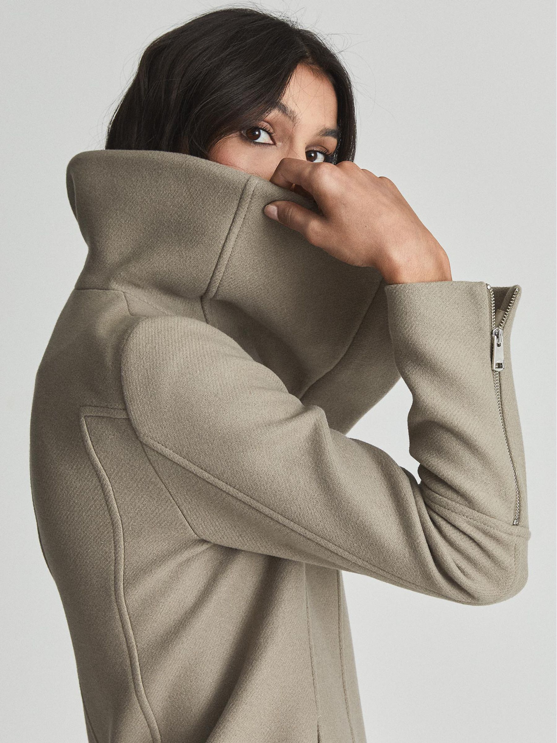 Wool Blend Coat in Taupe - Image 4 of 7