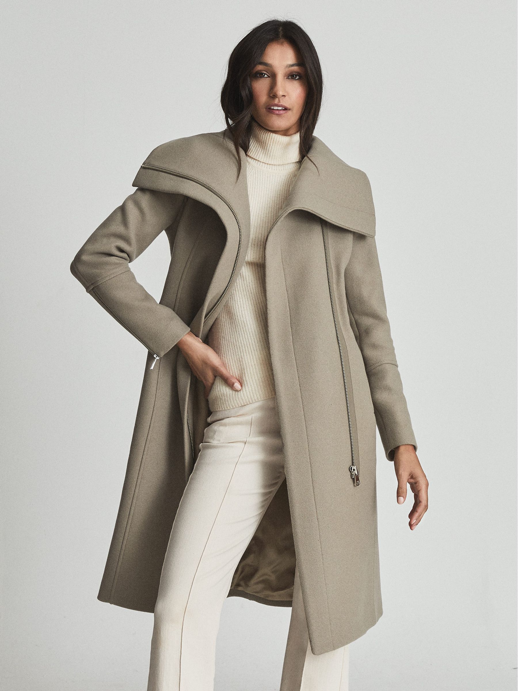 Wool Blend Coat in Taupe - Image 6 of 7