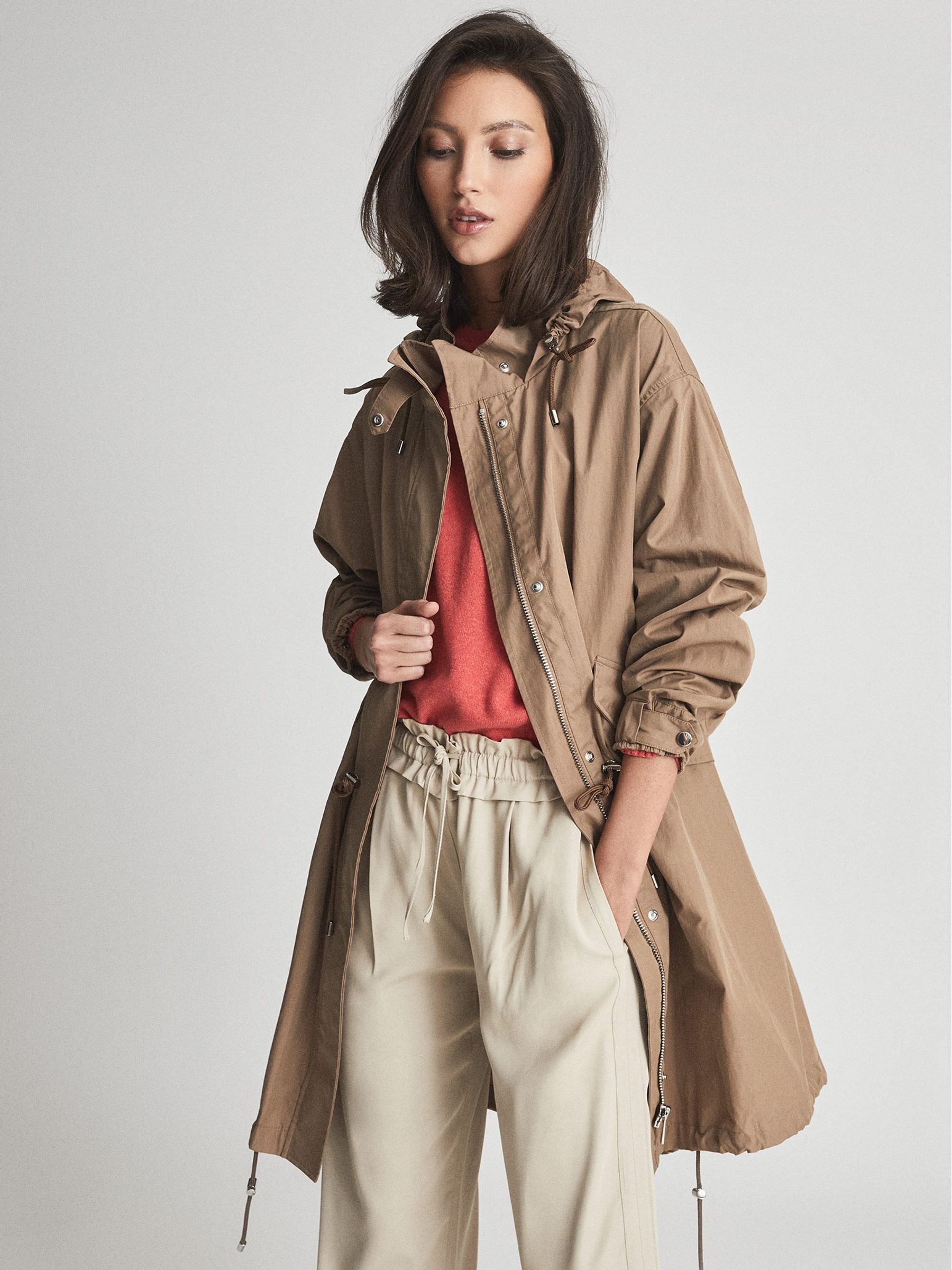 Lightweight Parka Coat in Camel - Image 6 of 6