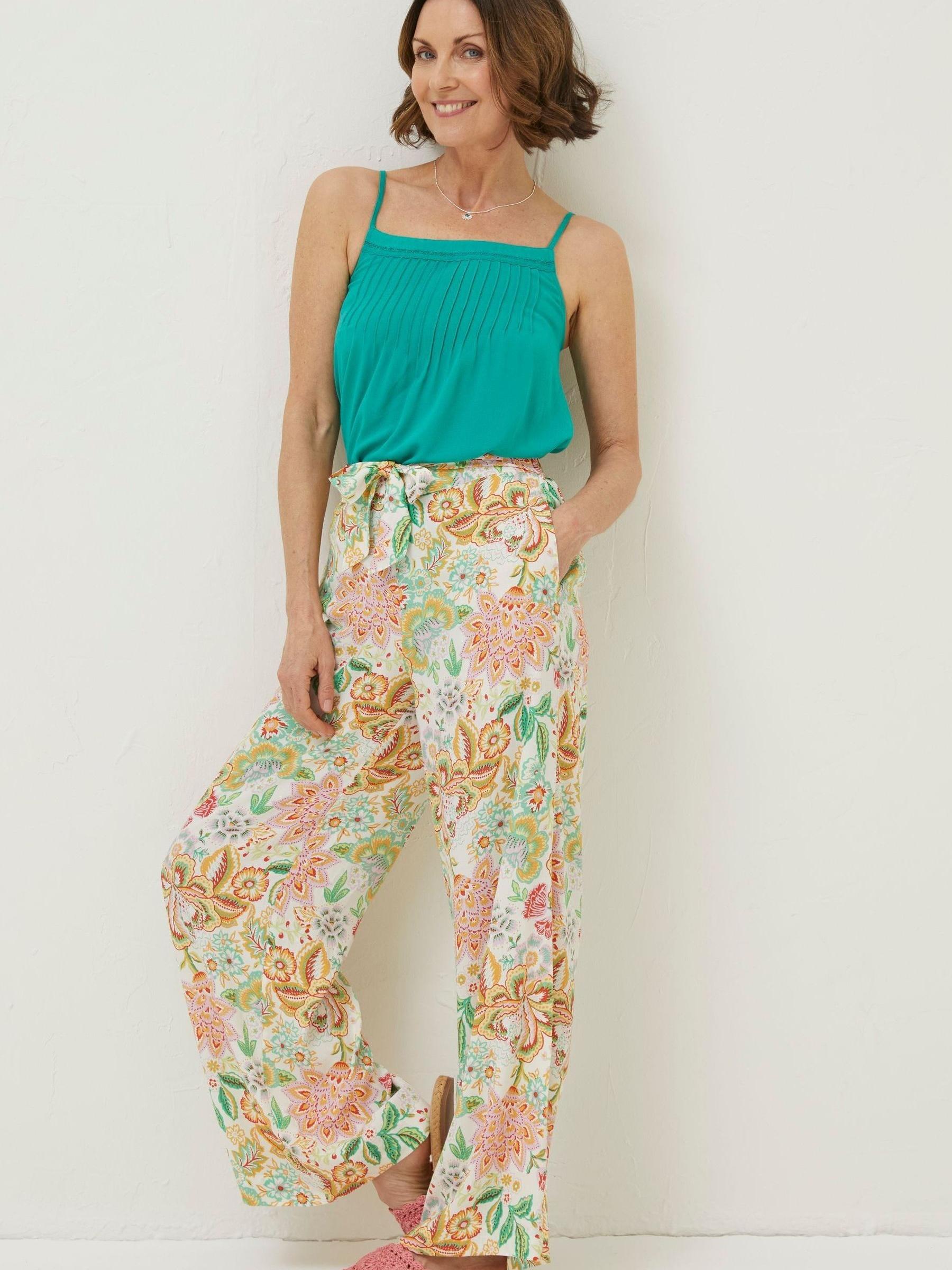 Natural Faye Paradise Floral Wide Leg Trousers - Image 2 of 7 Natural Faye Paradise Floral Wide Leg Trousers - Image 2 of 7