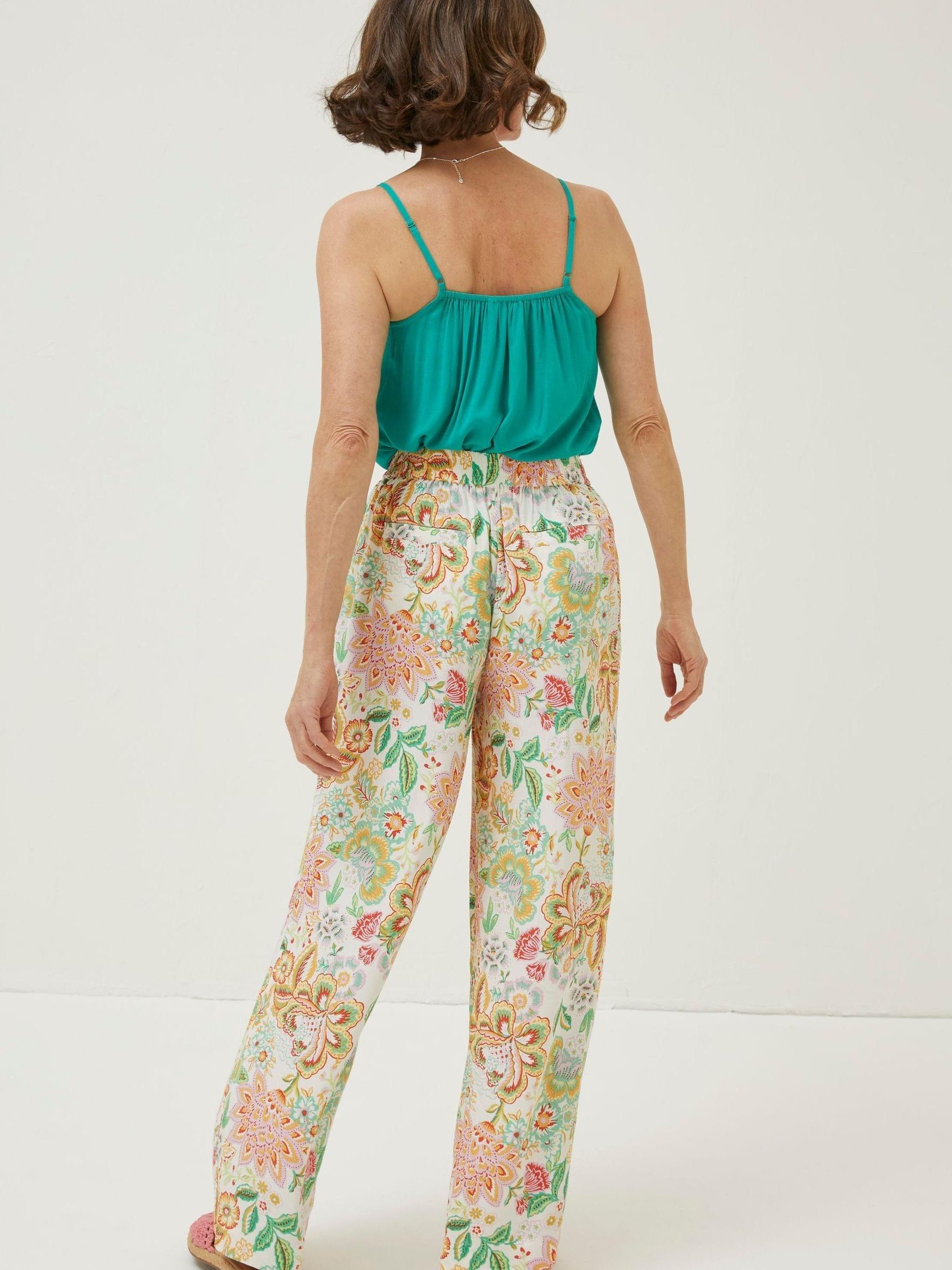 Natural Faye Paradise Floral Wide Leg Trousers - Image 3 of 7