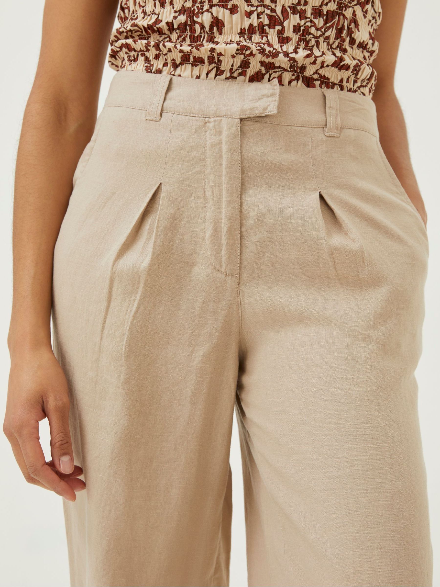 Natural Ives Wide Leg Linen Trousers - Image 4 of 6