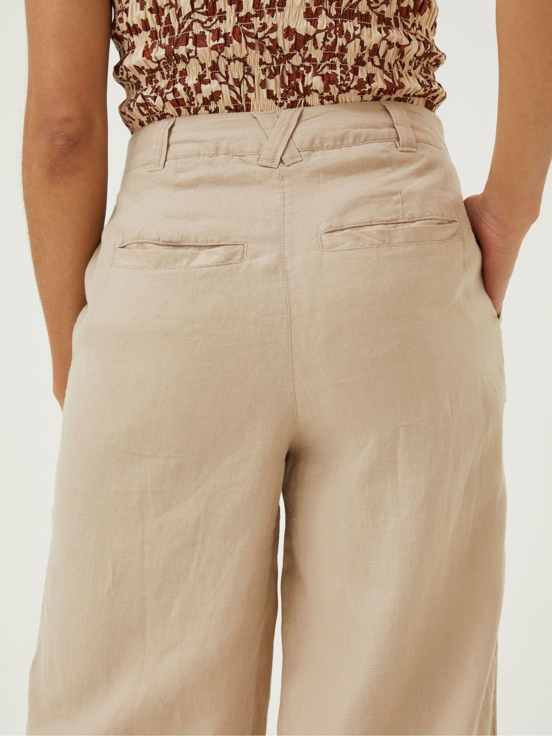 Natural Ives Wide Leg Linen Trousers - Image 5 of 6