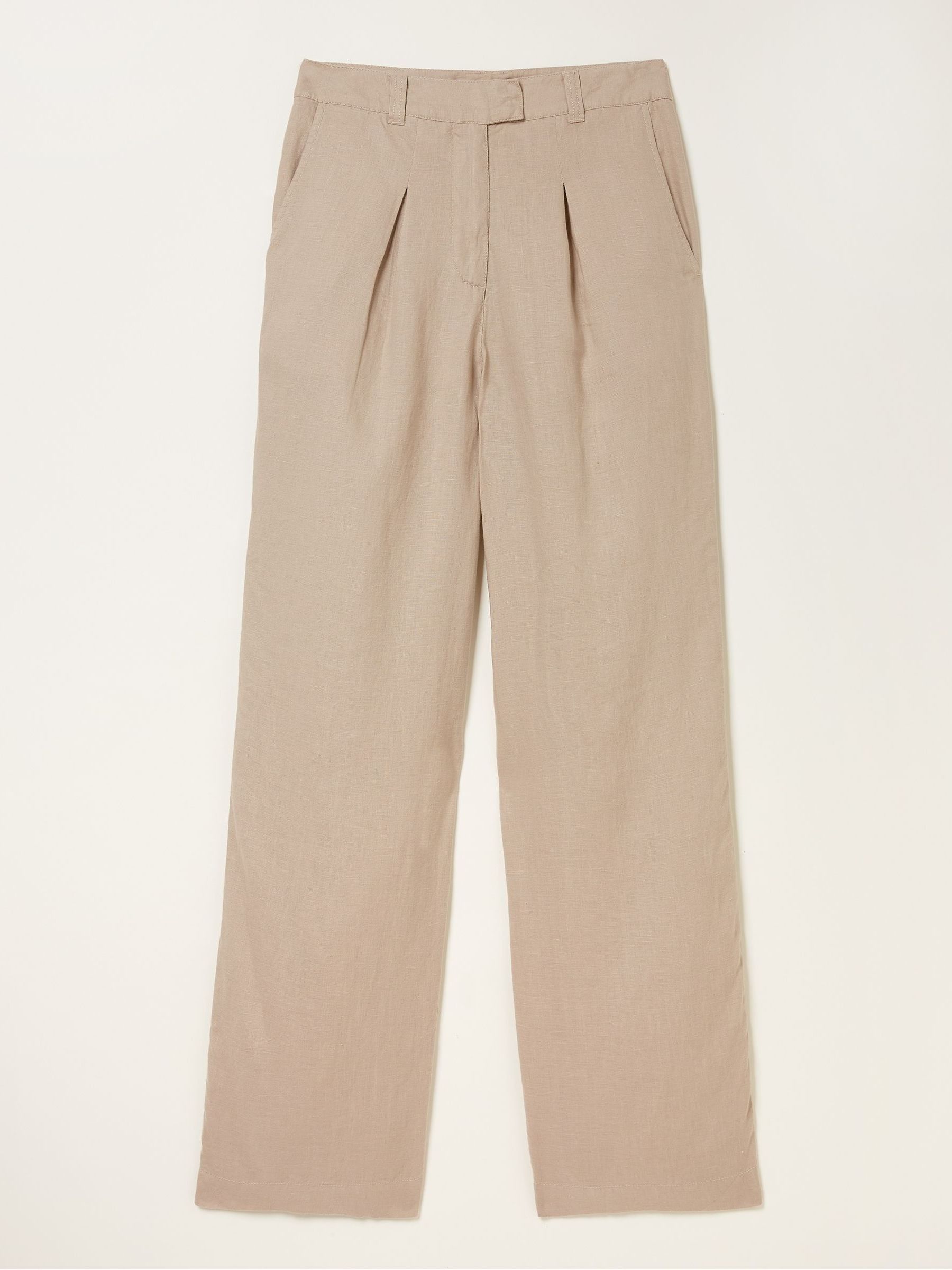 Natural Ives Wide Leg Linen Trousers | FatFace